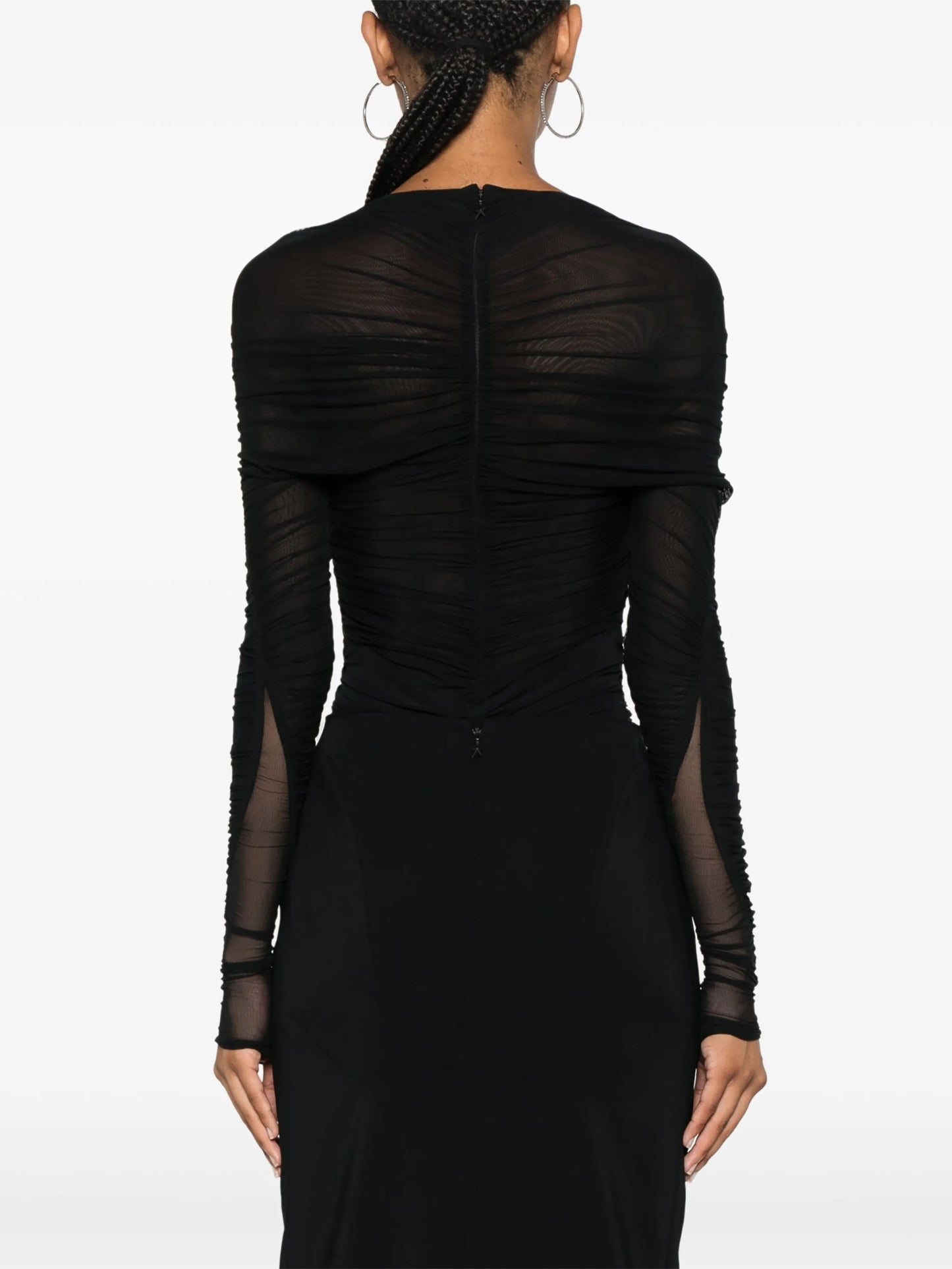 gathered semi-sheer bodysuit