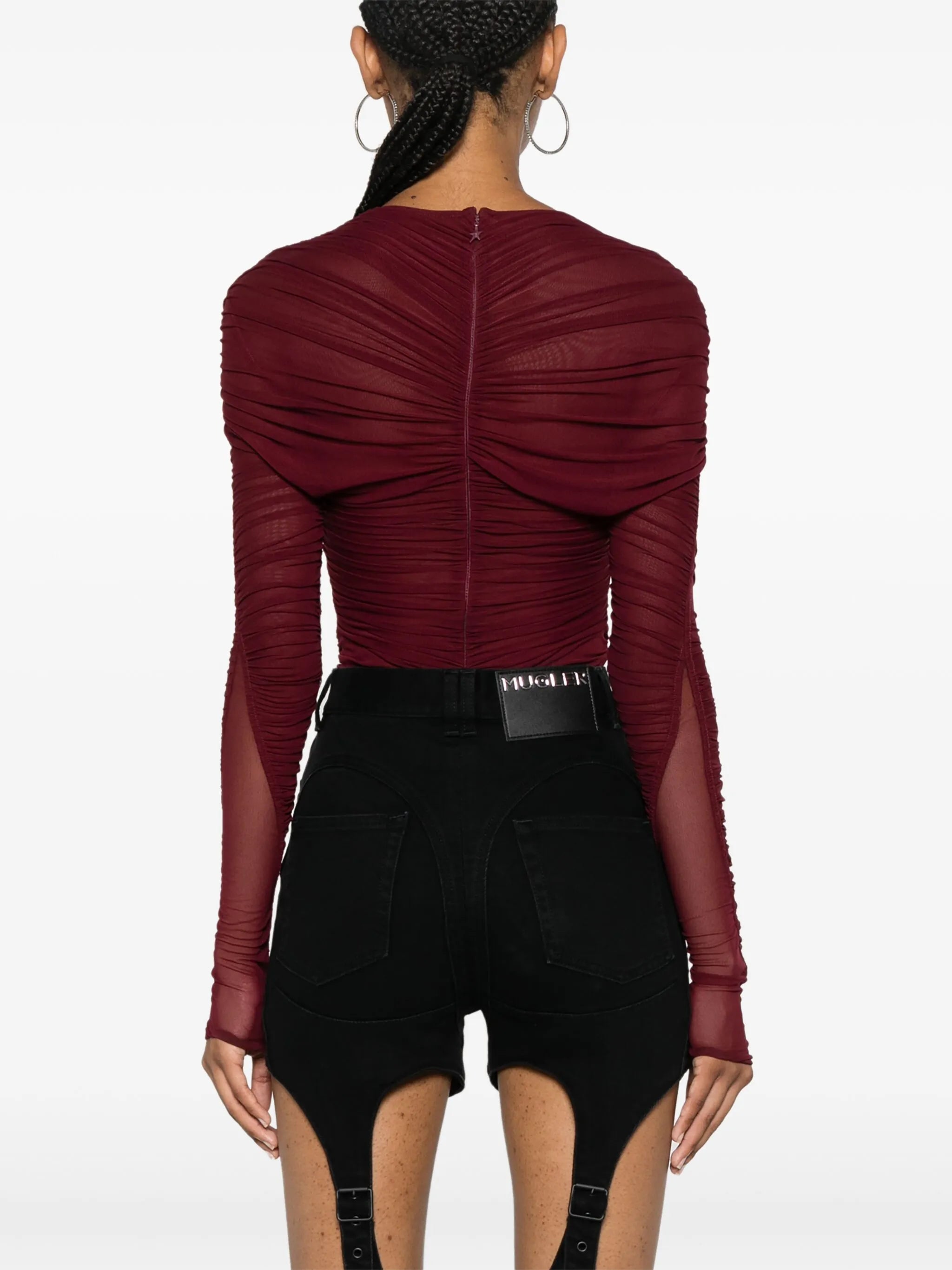 gathered semi-sheer bodysuit