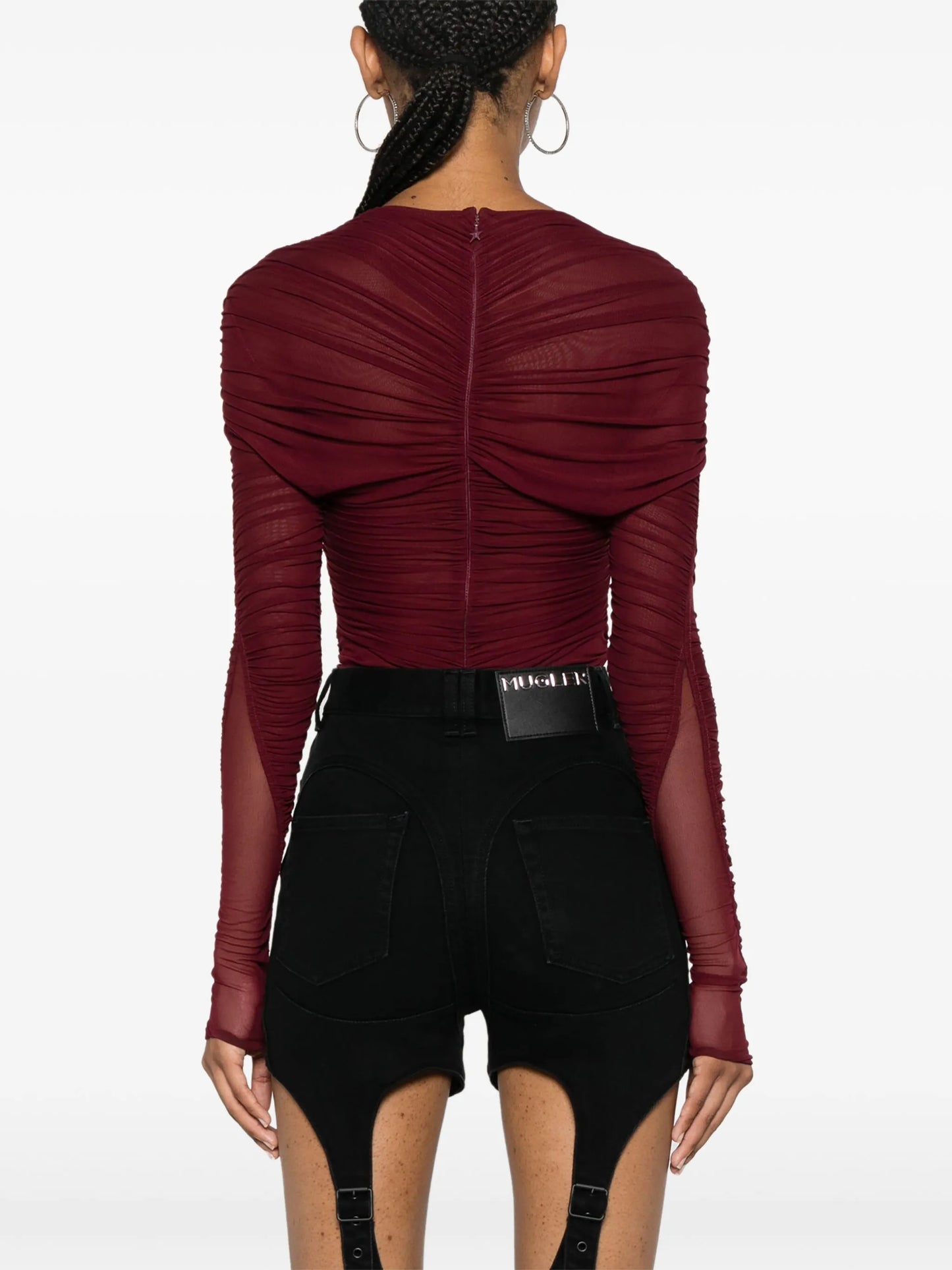 gathered semi-sheer bodysuit