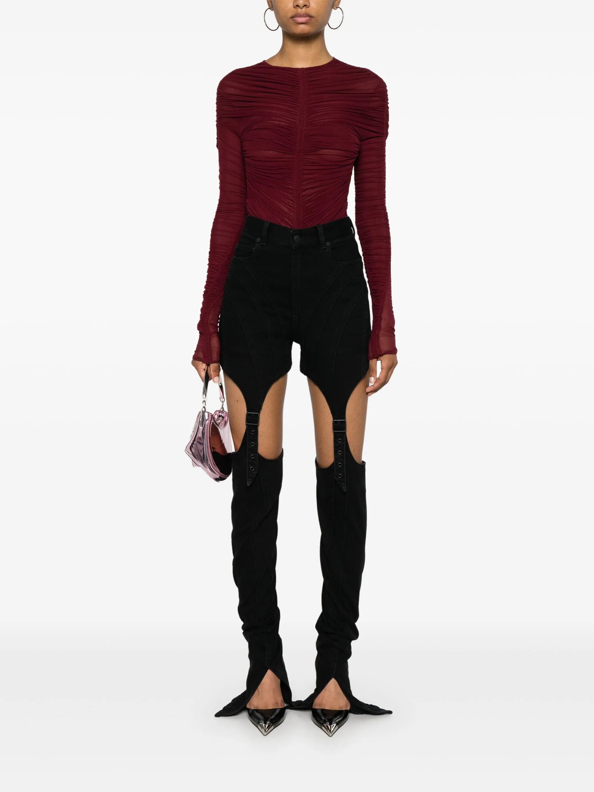 gathered semi-sheer bodysuit