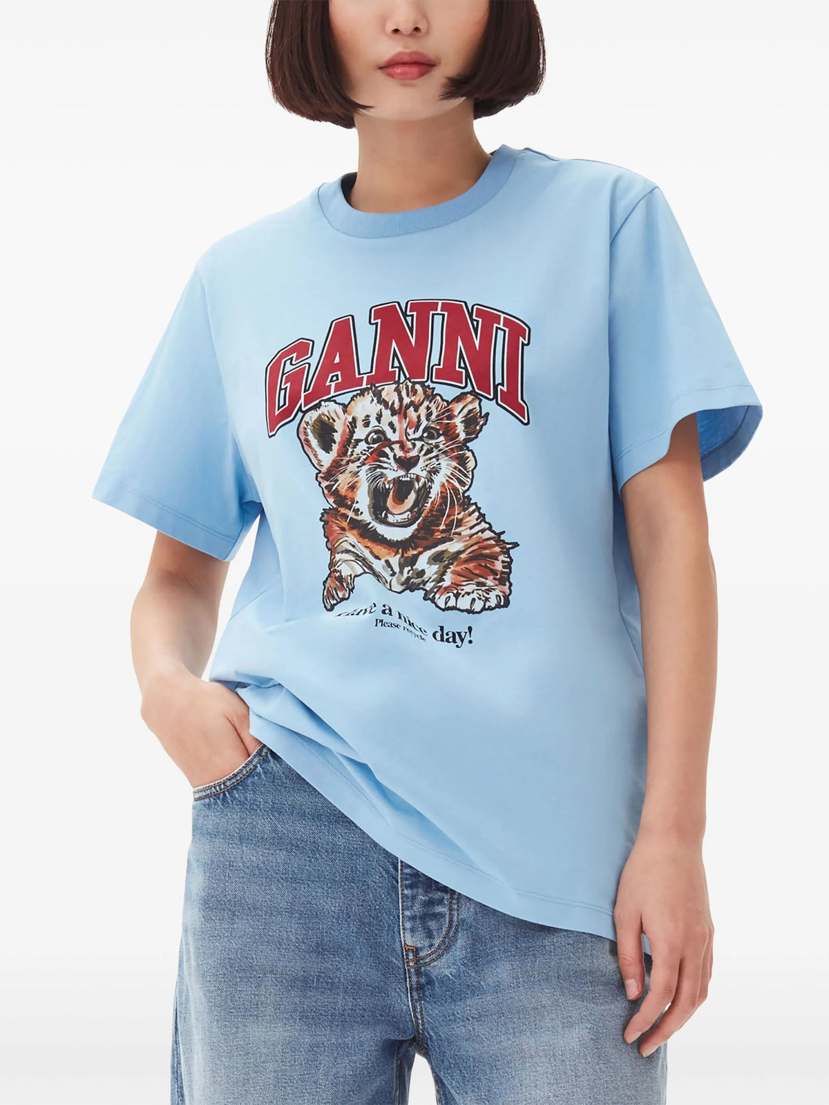 blue relaxed jersey tiger T-shirt