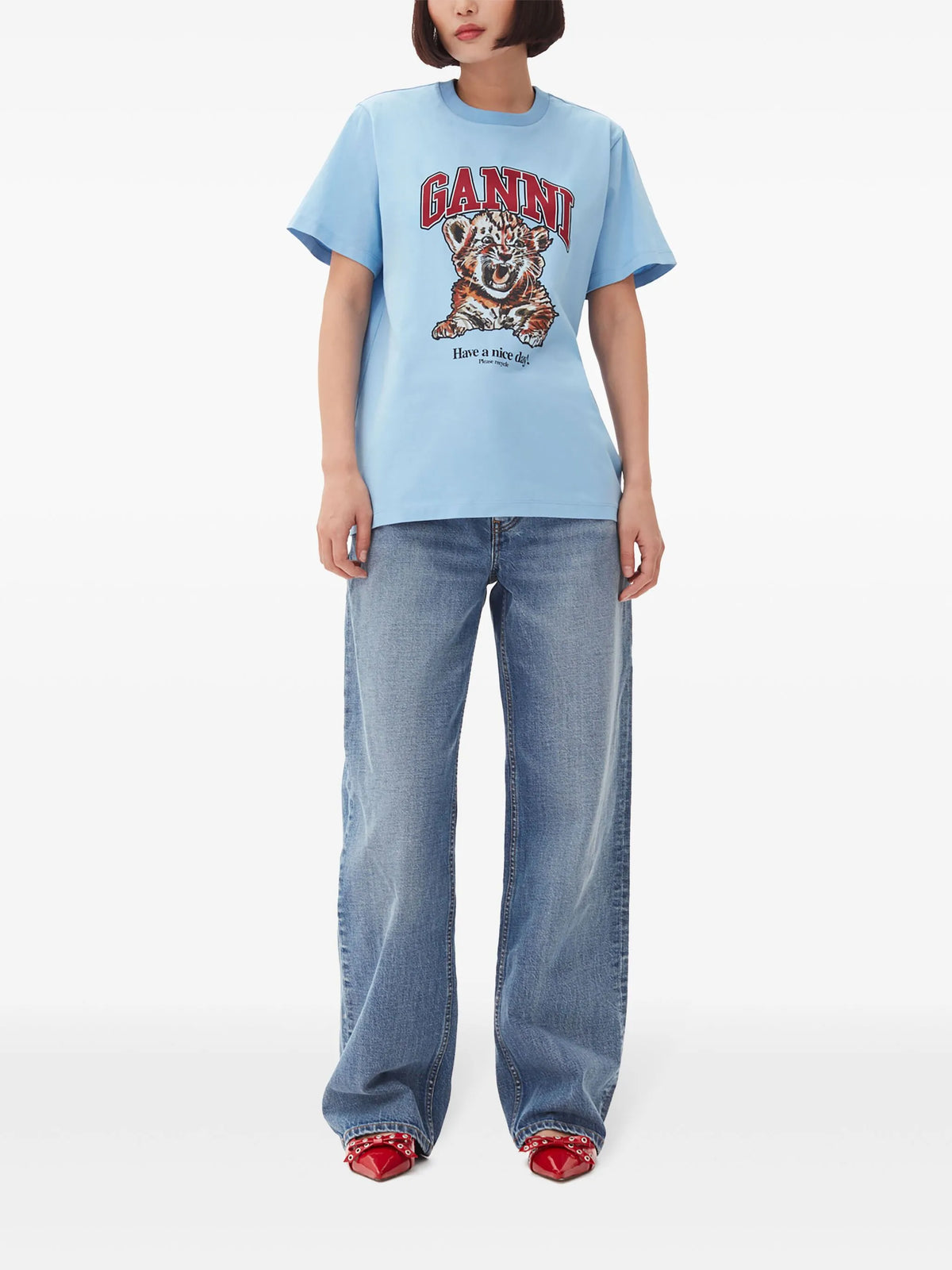 blue relaxed jersey tiger T-shirt
