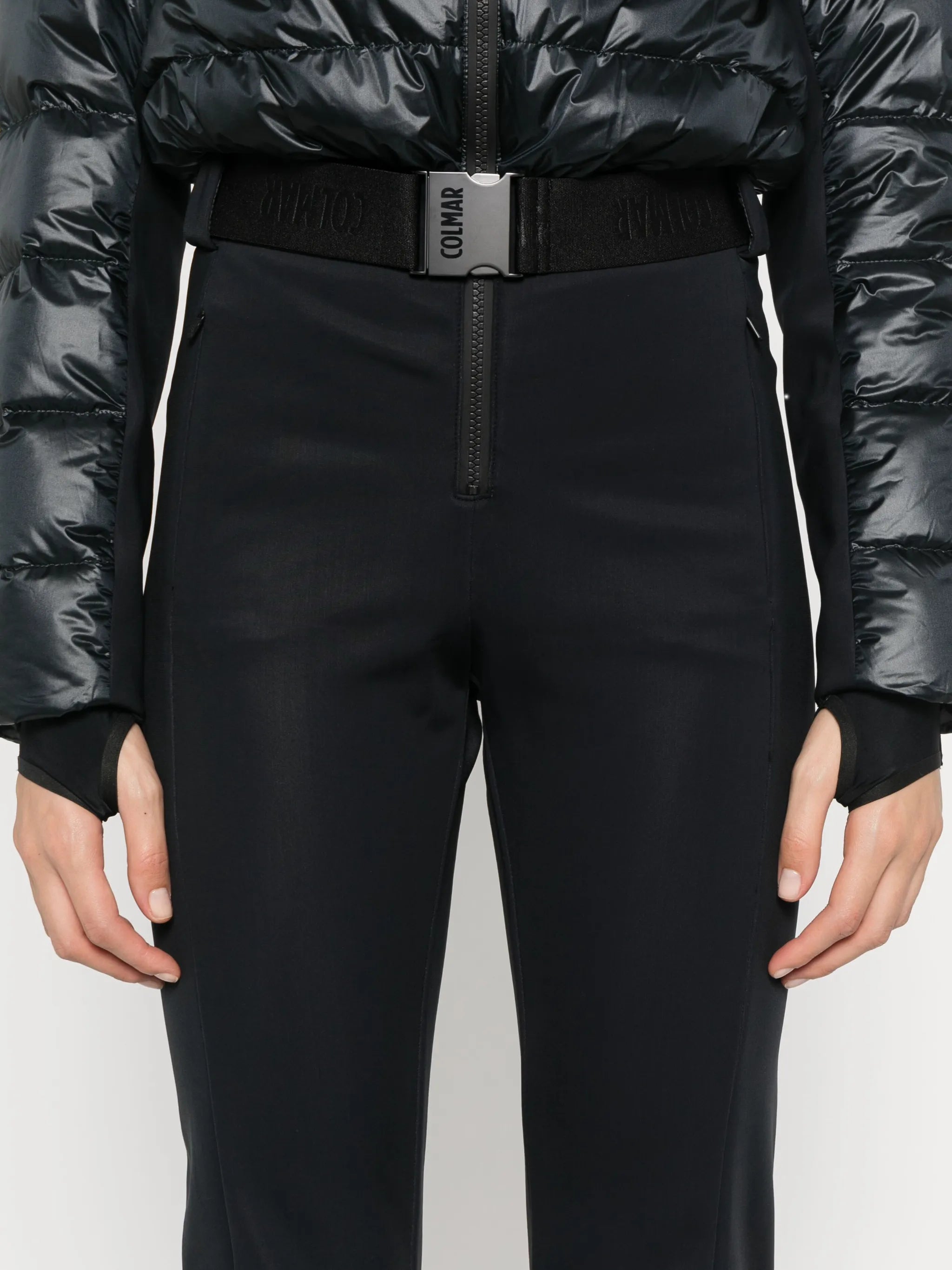 belted ski suit