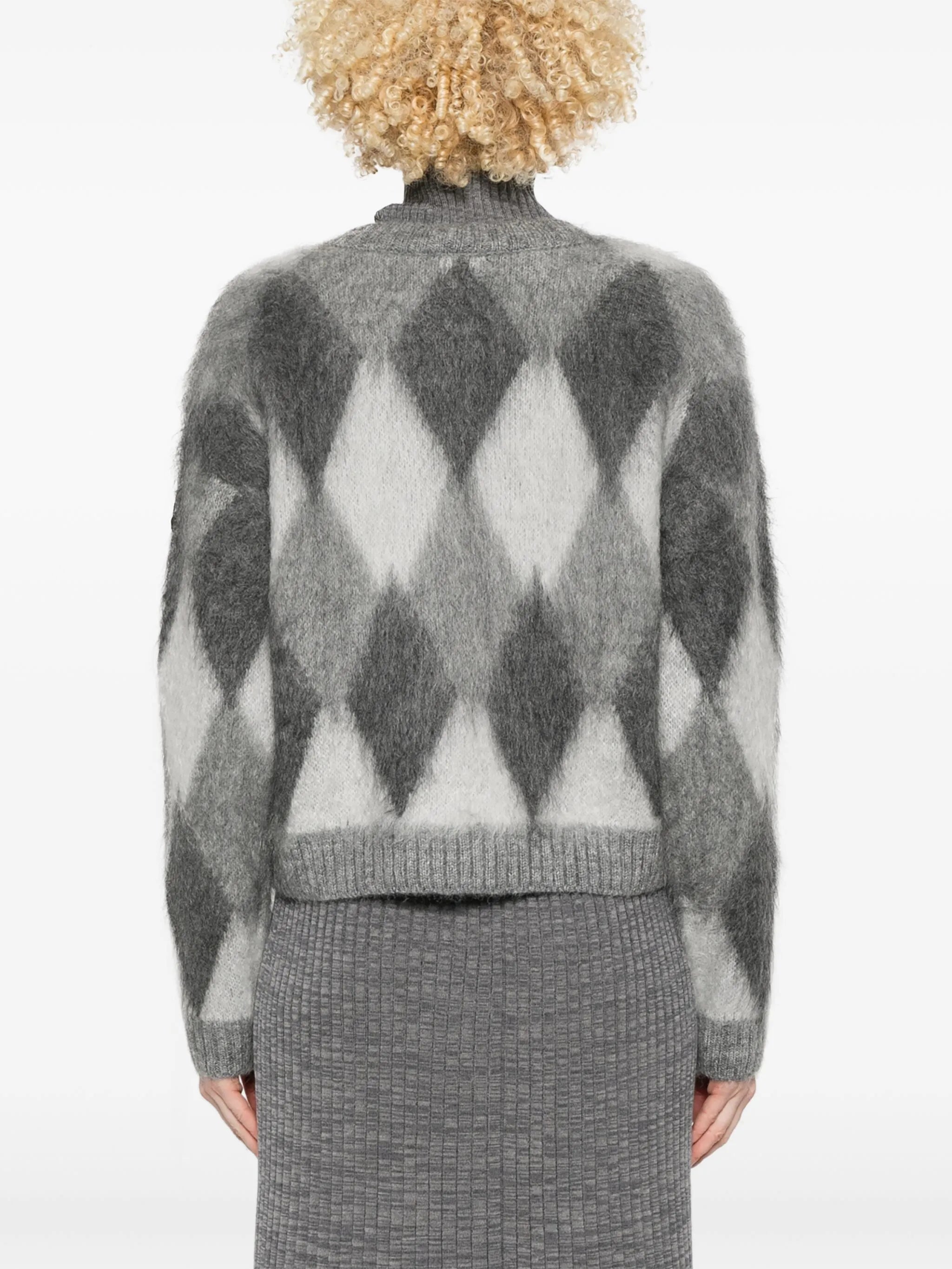 argyle-check sweater