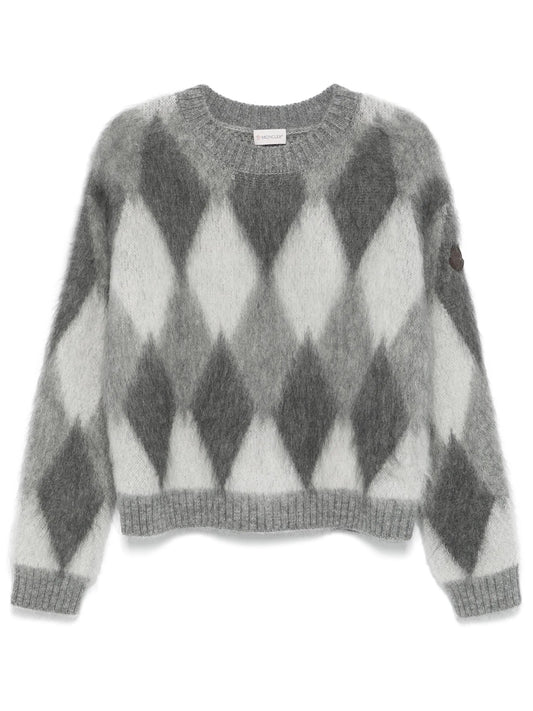argyle-check sweater