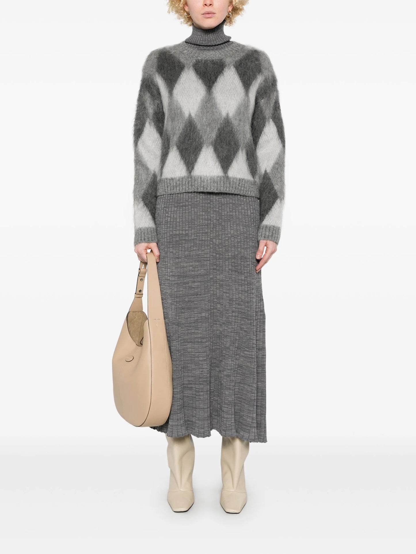 argyle-check sweater