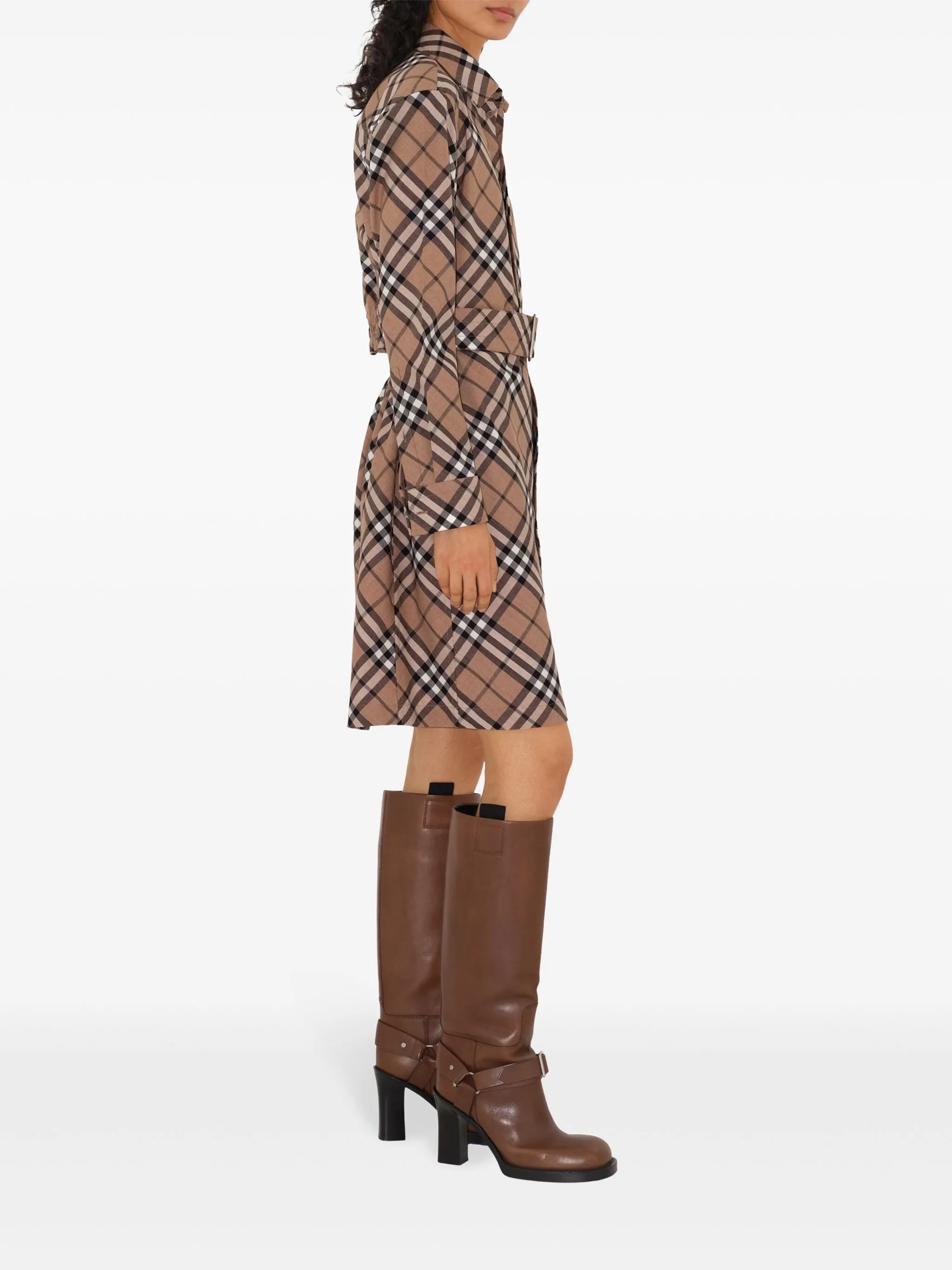 checked shirt dress