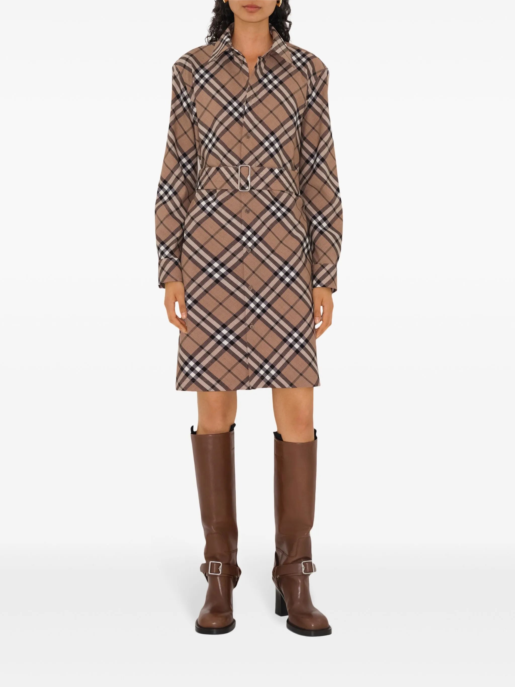 checked shirt dress
