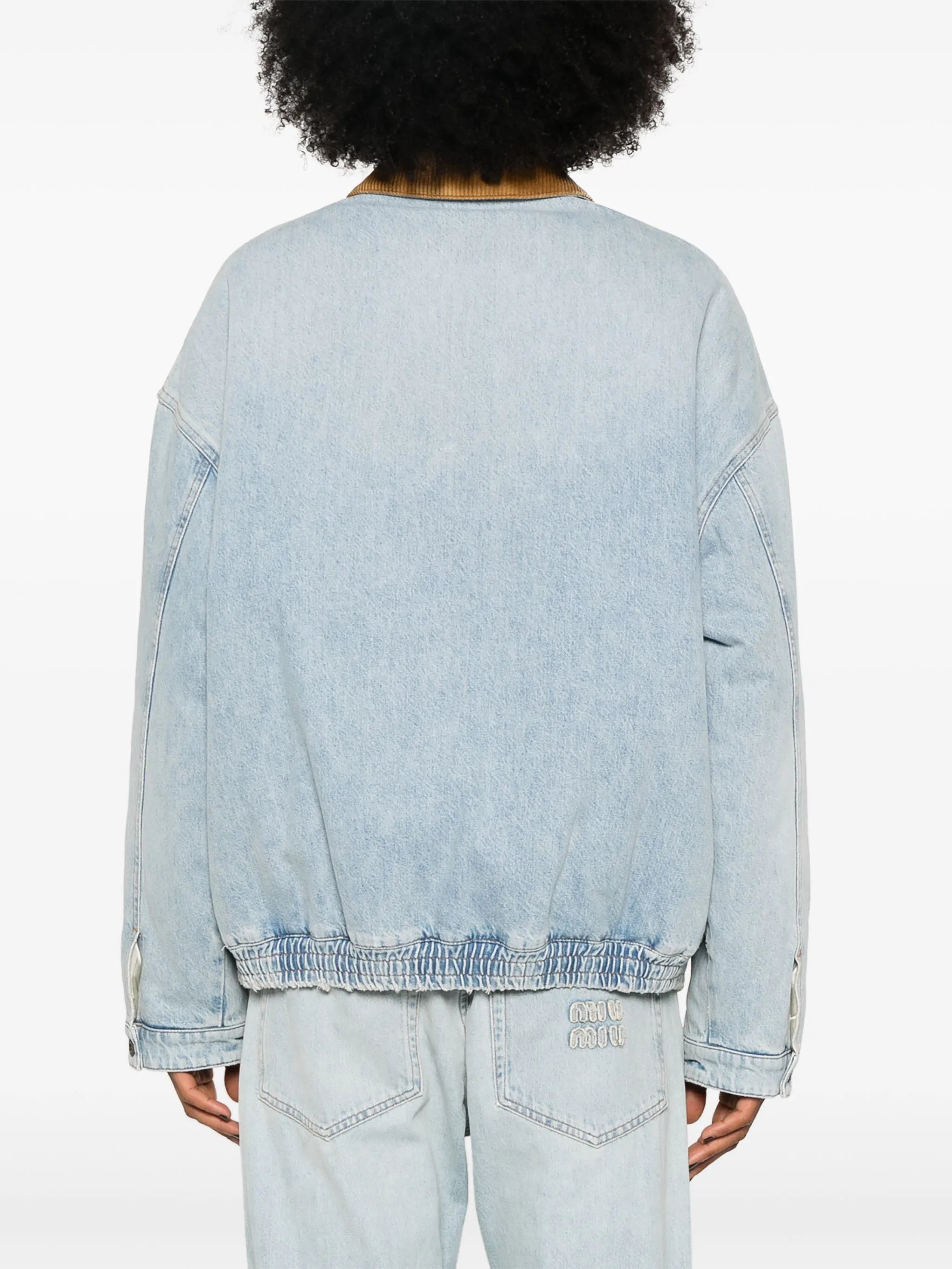 logo-patch denim padded jacket