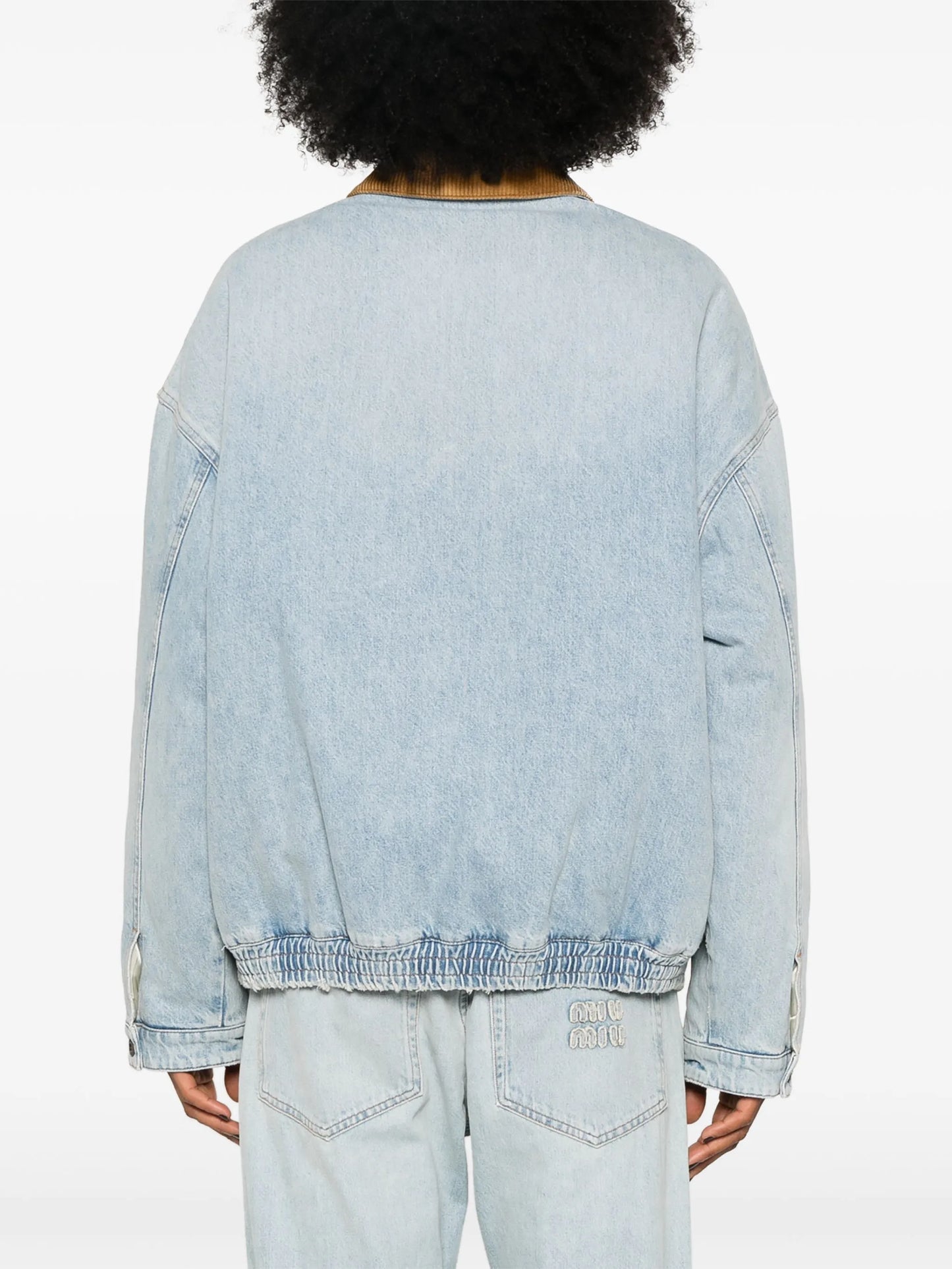 logo-patch denim padded jacket