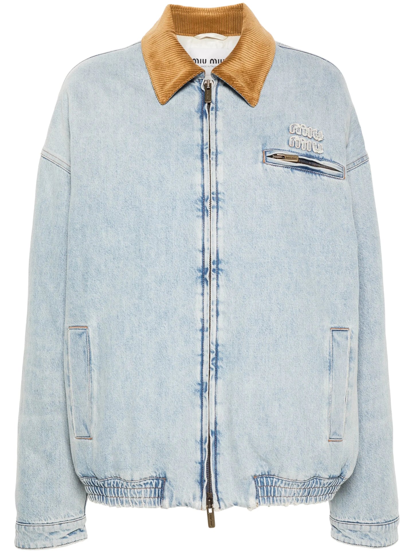 logo-patch denim padded jacket