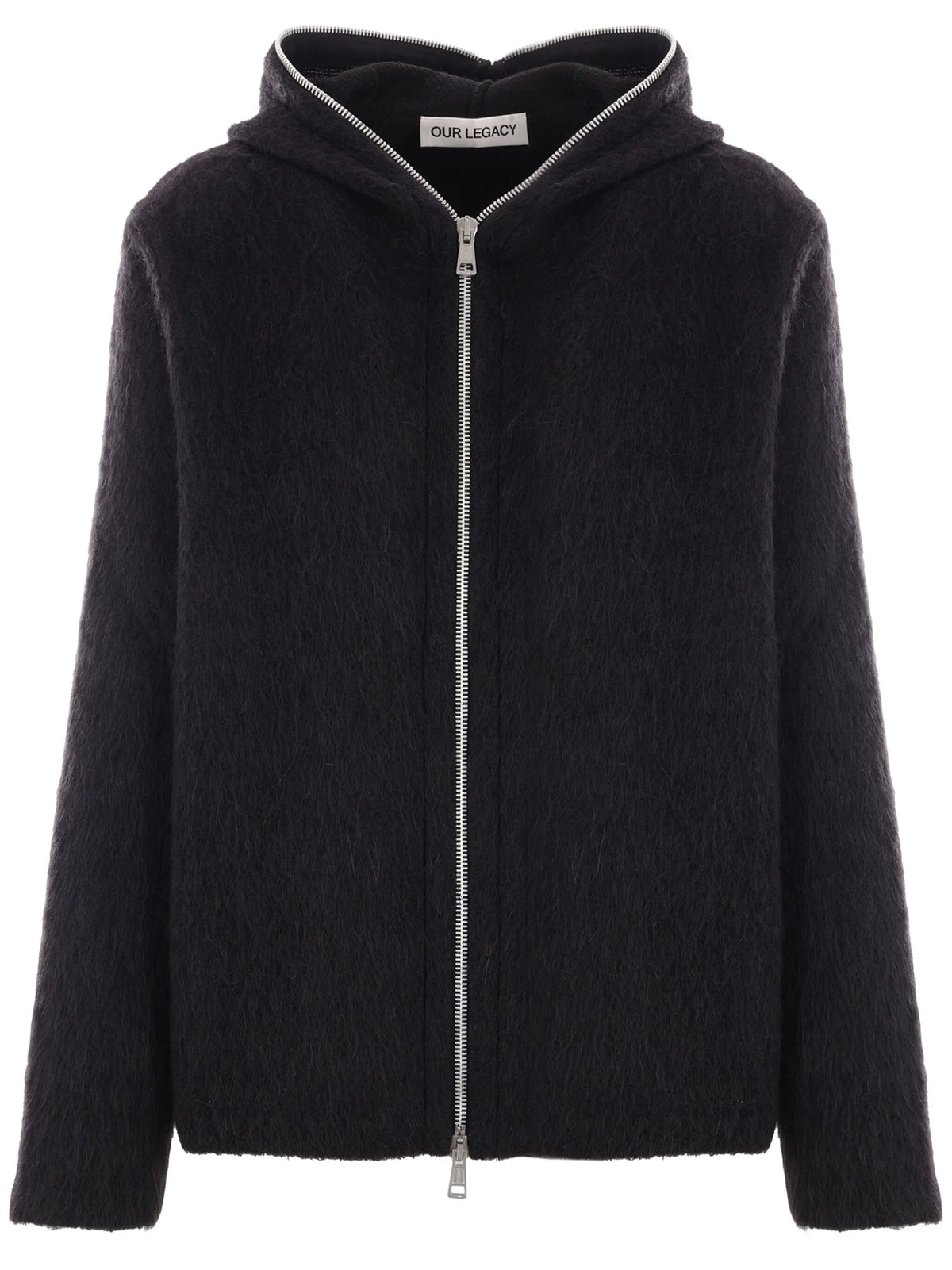 brushed zip-up hoodie
