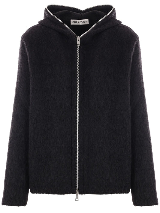 brushed zip-up hoodie