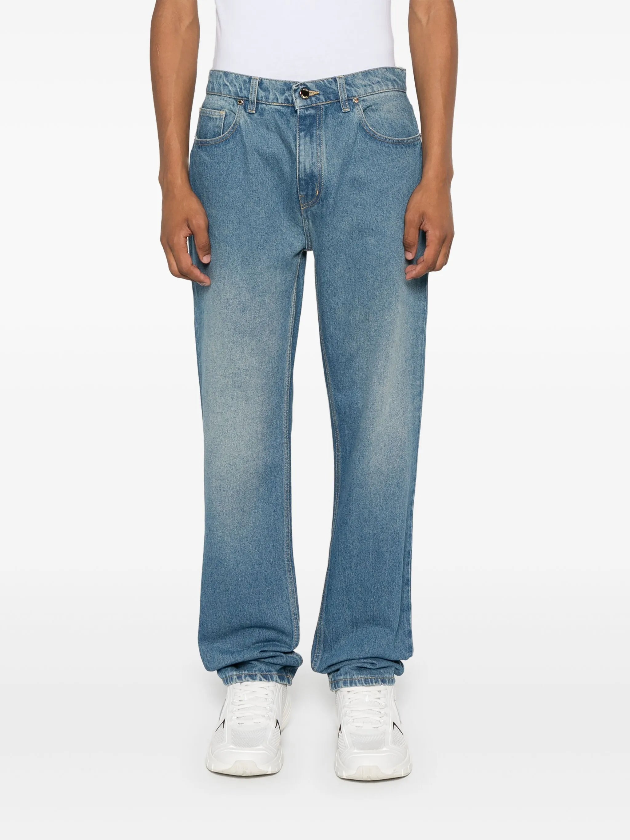 printed embroidered jeans