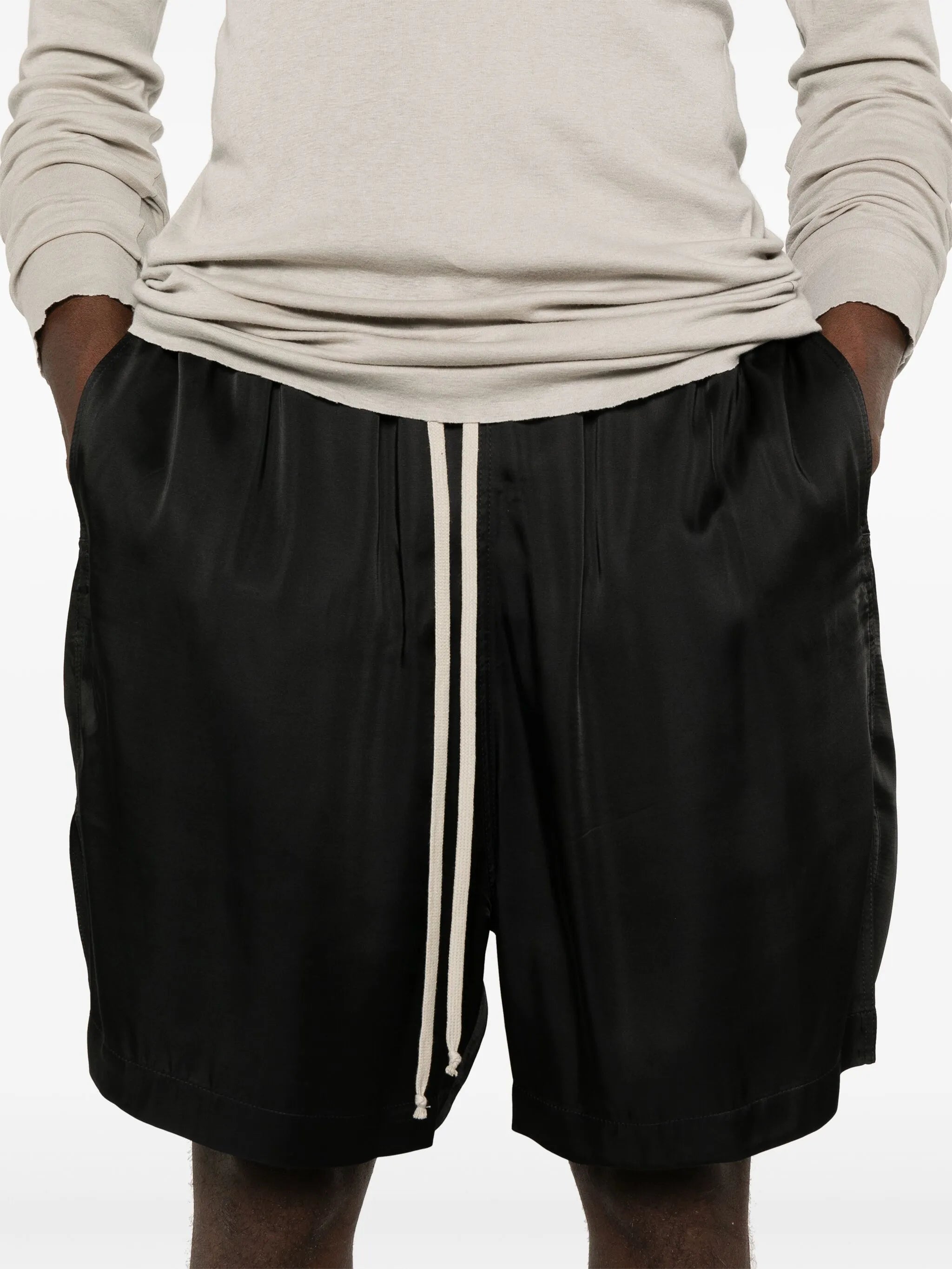 drawstring satin shorts