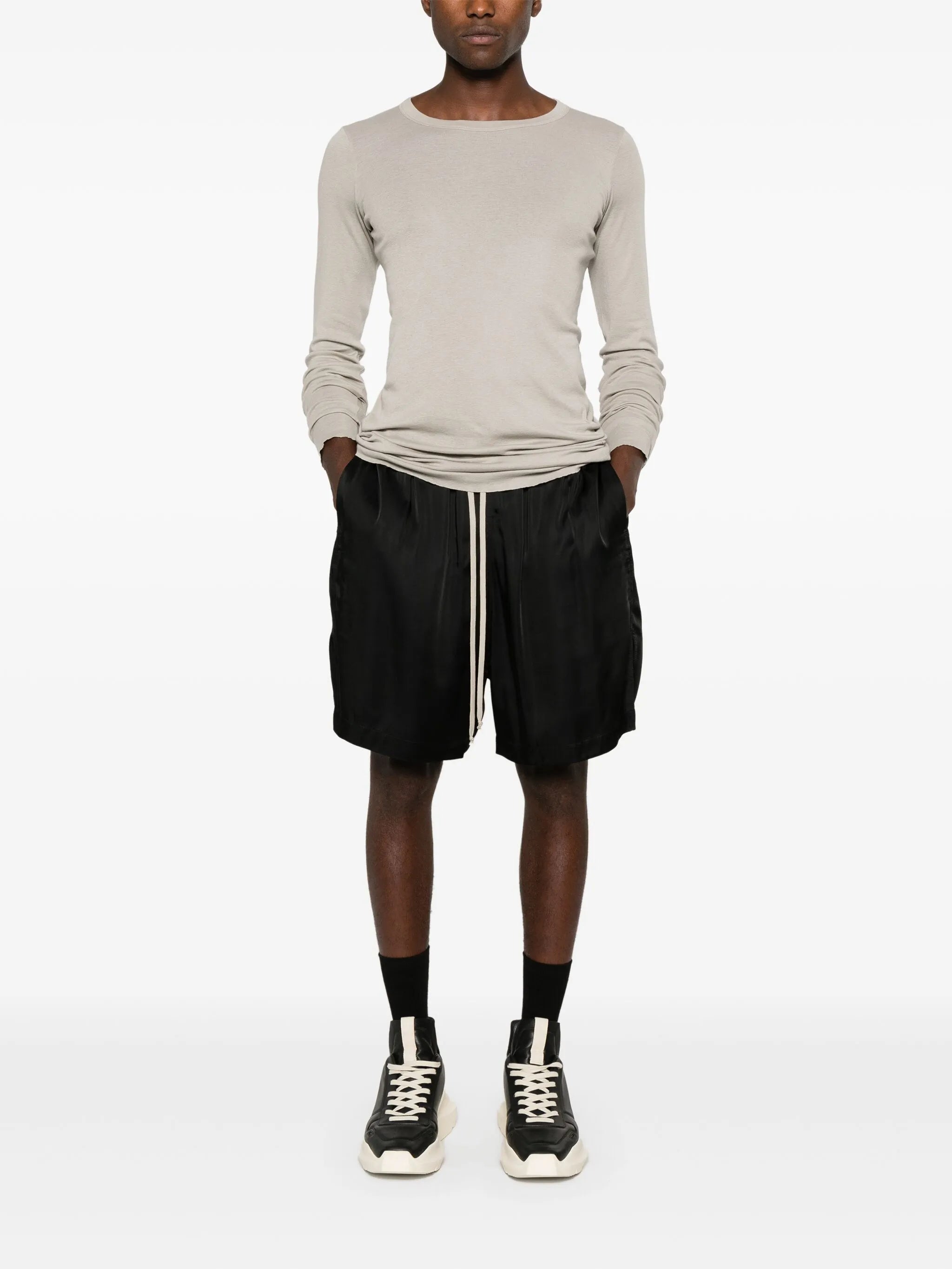 drawstring satin shorts