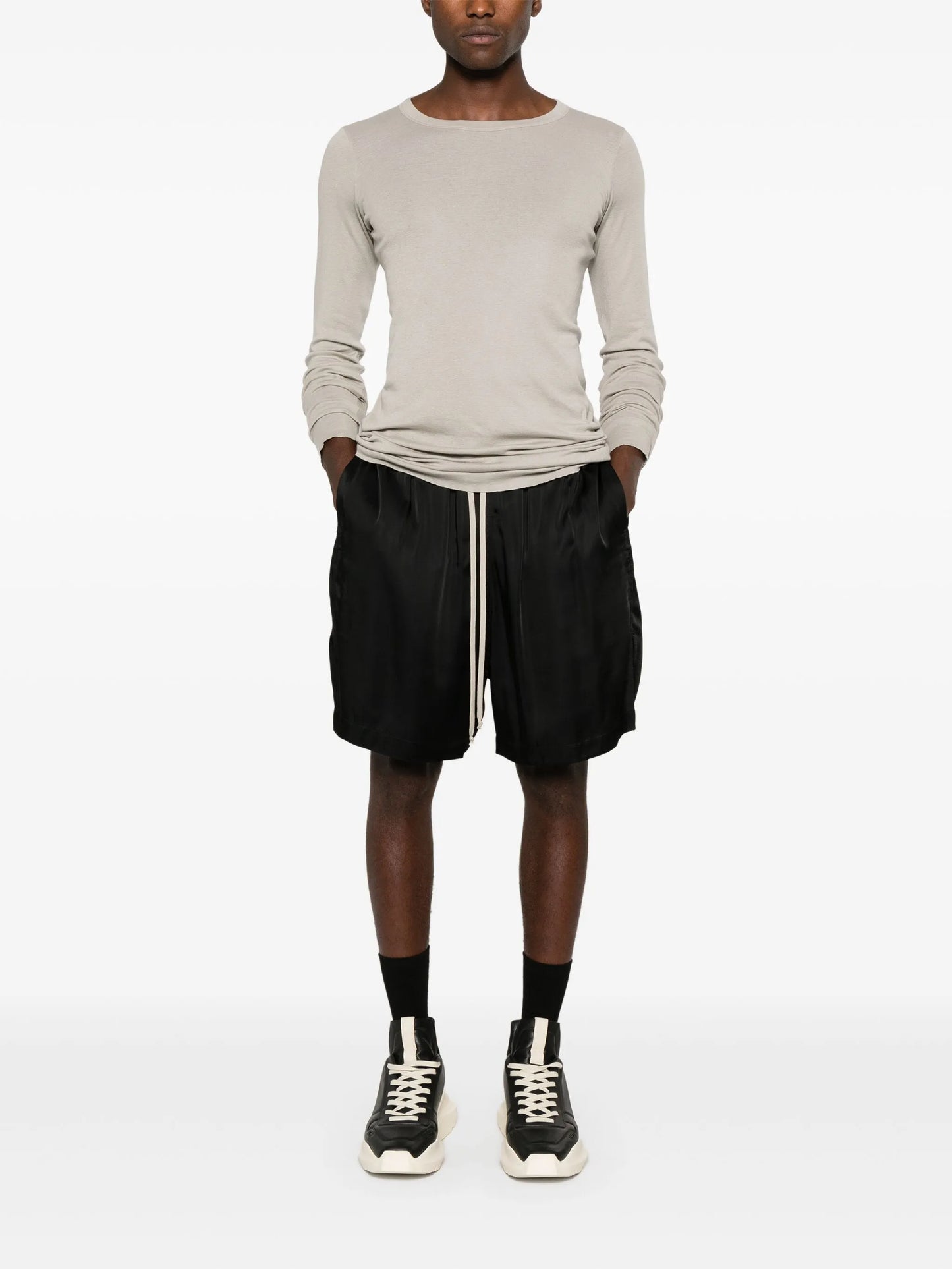 drawstring satin shorts