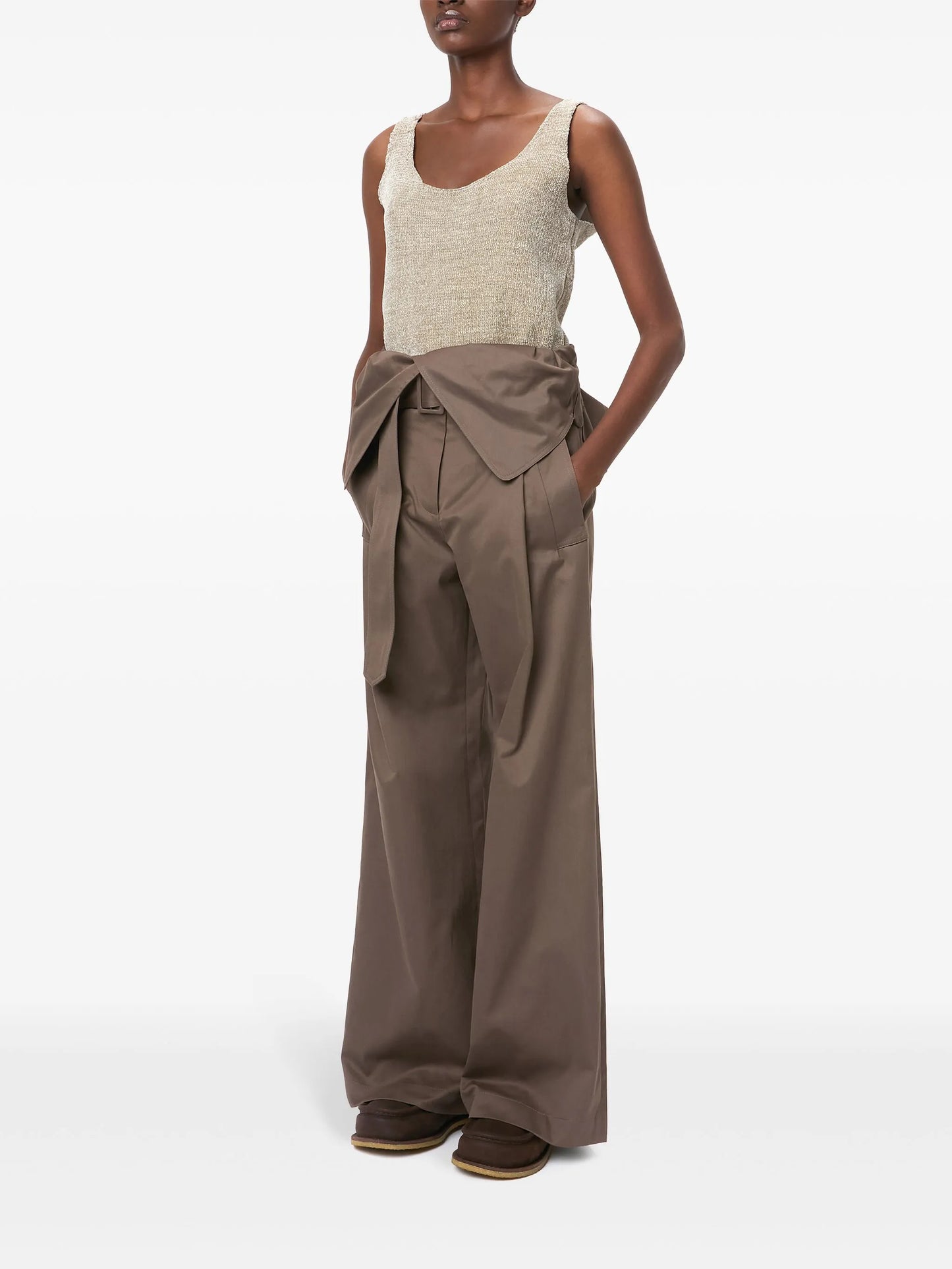 fold-over trench trousers