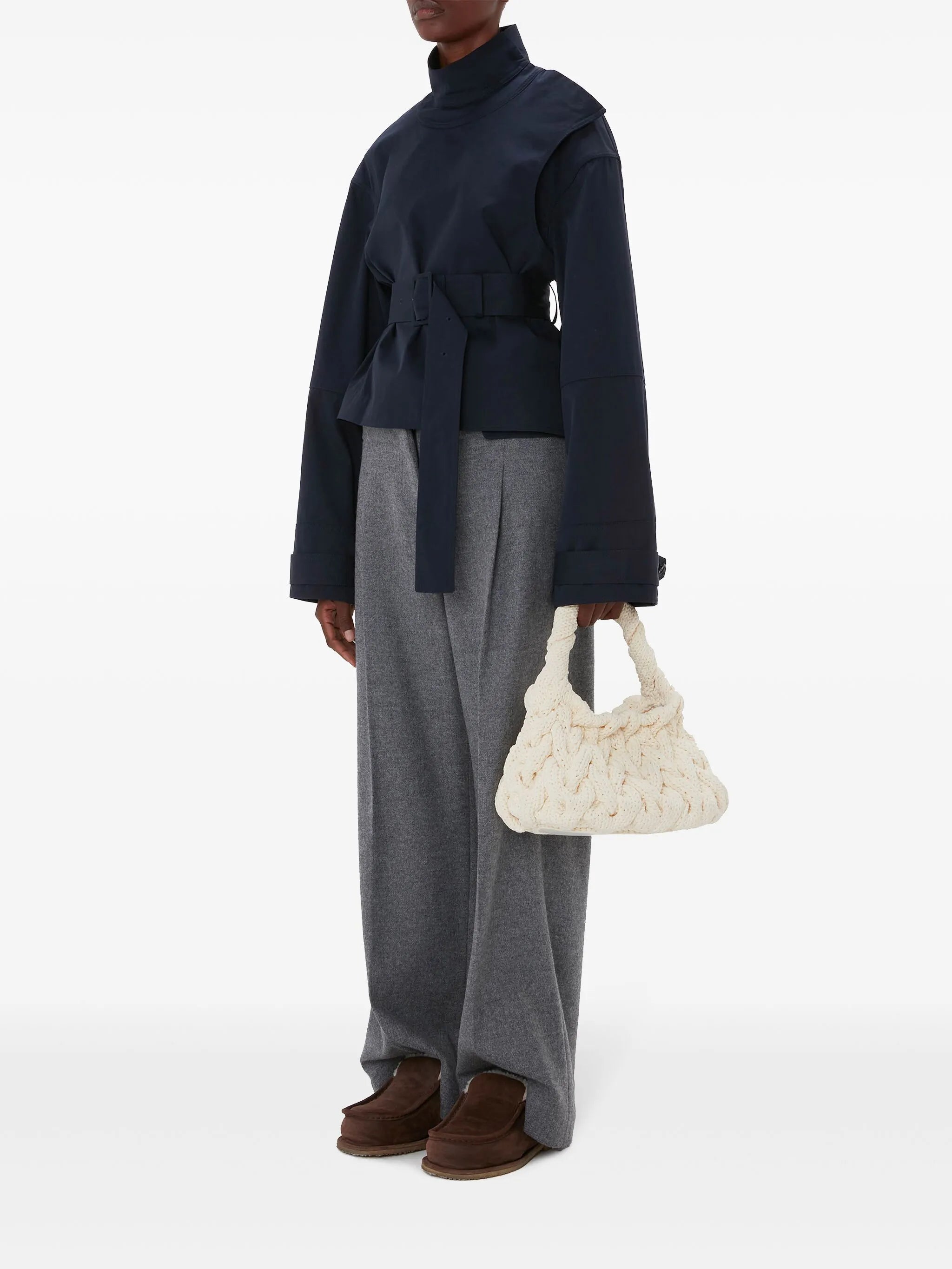 cable-knit tote bag