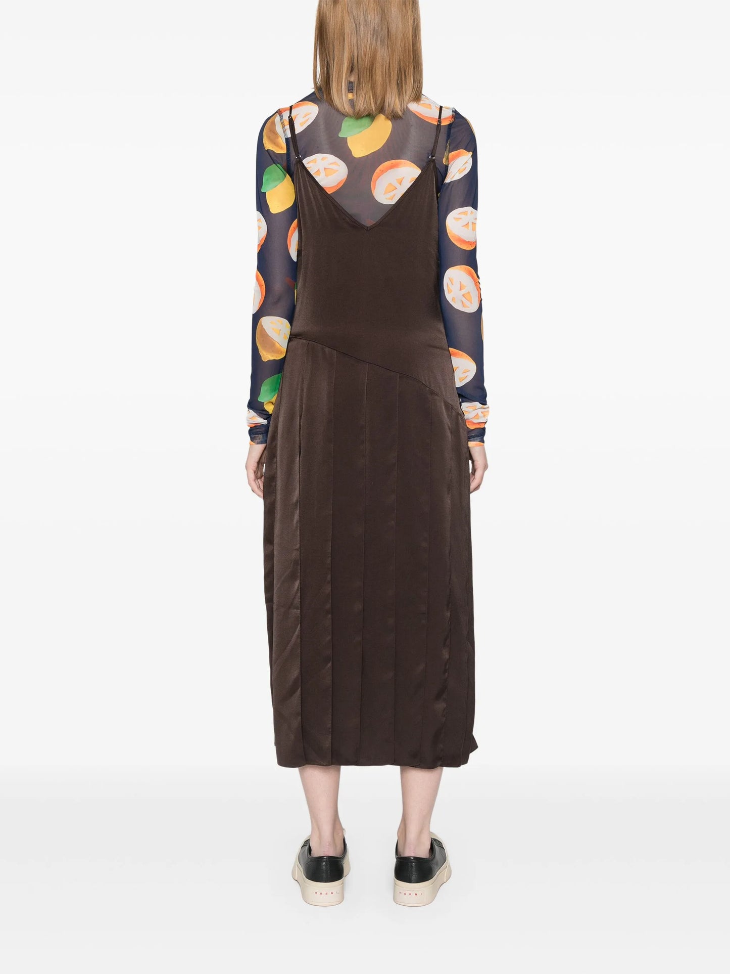 pleated midi dress