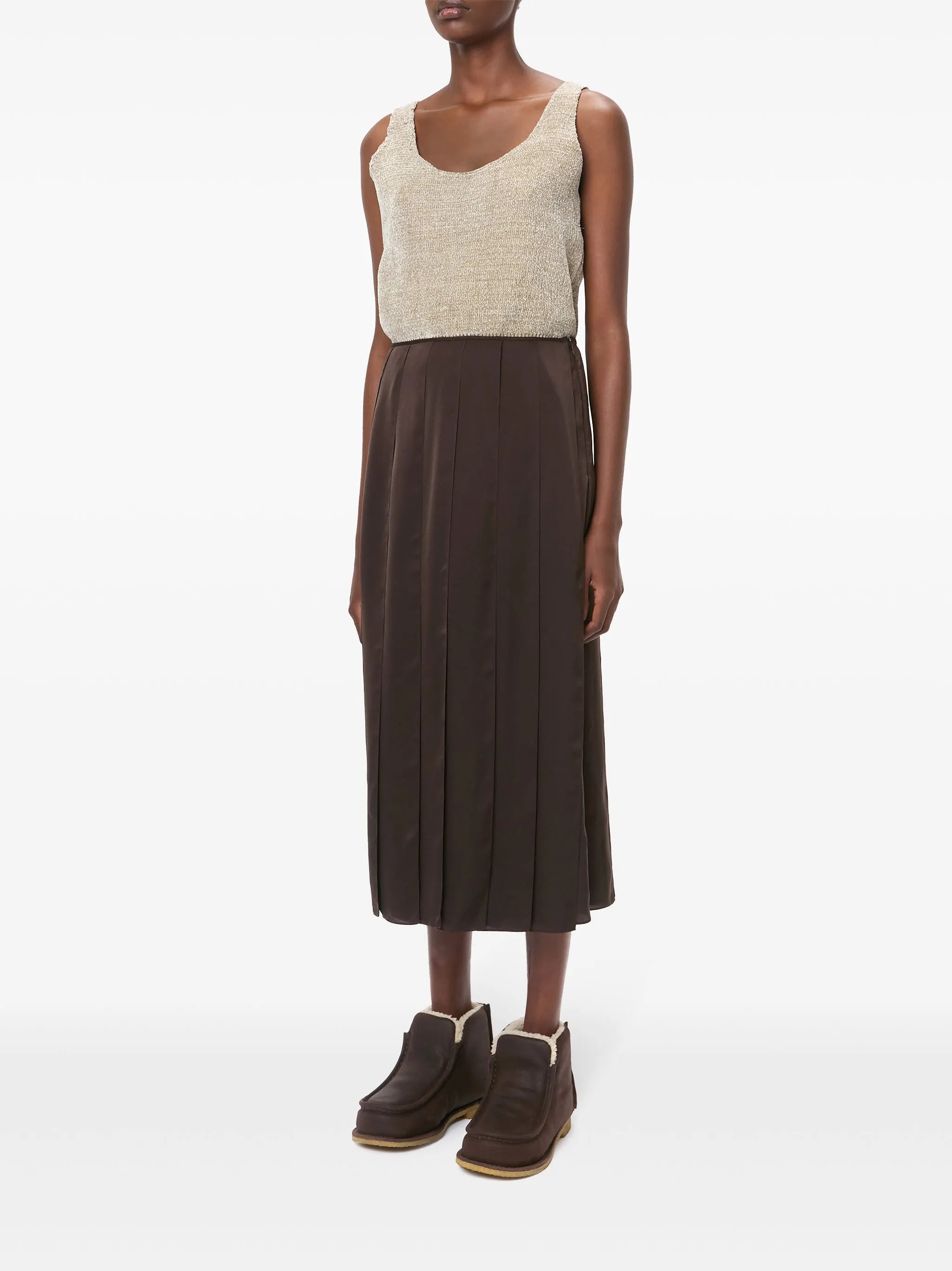 ribbon-panel midi skirt