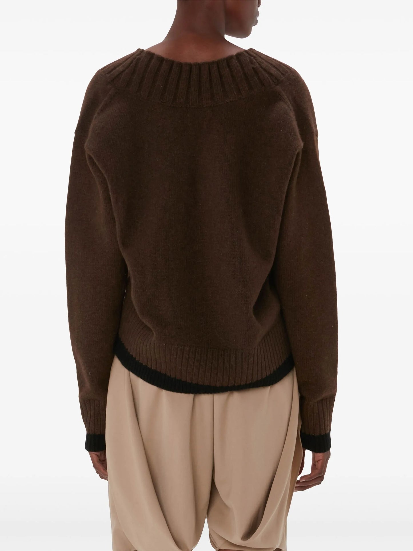 slanted V-neck sweater
