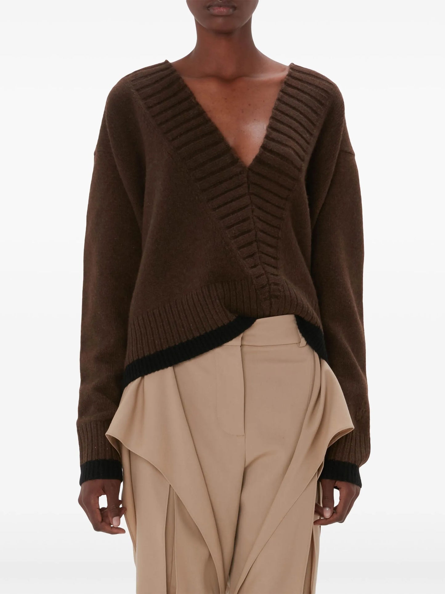 slanted V-neck sweater