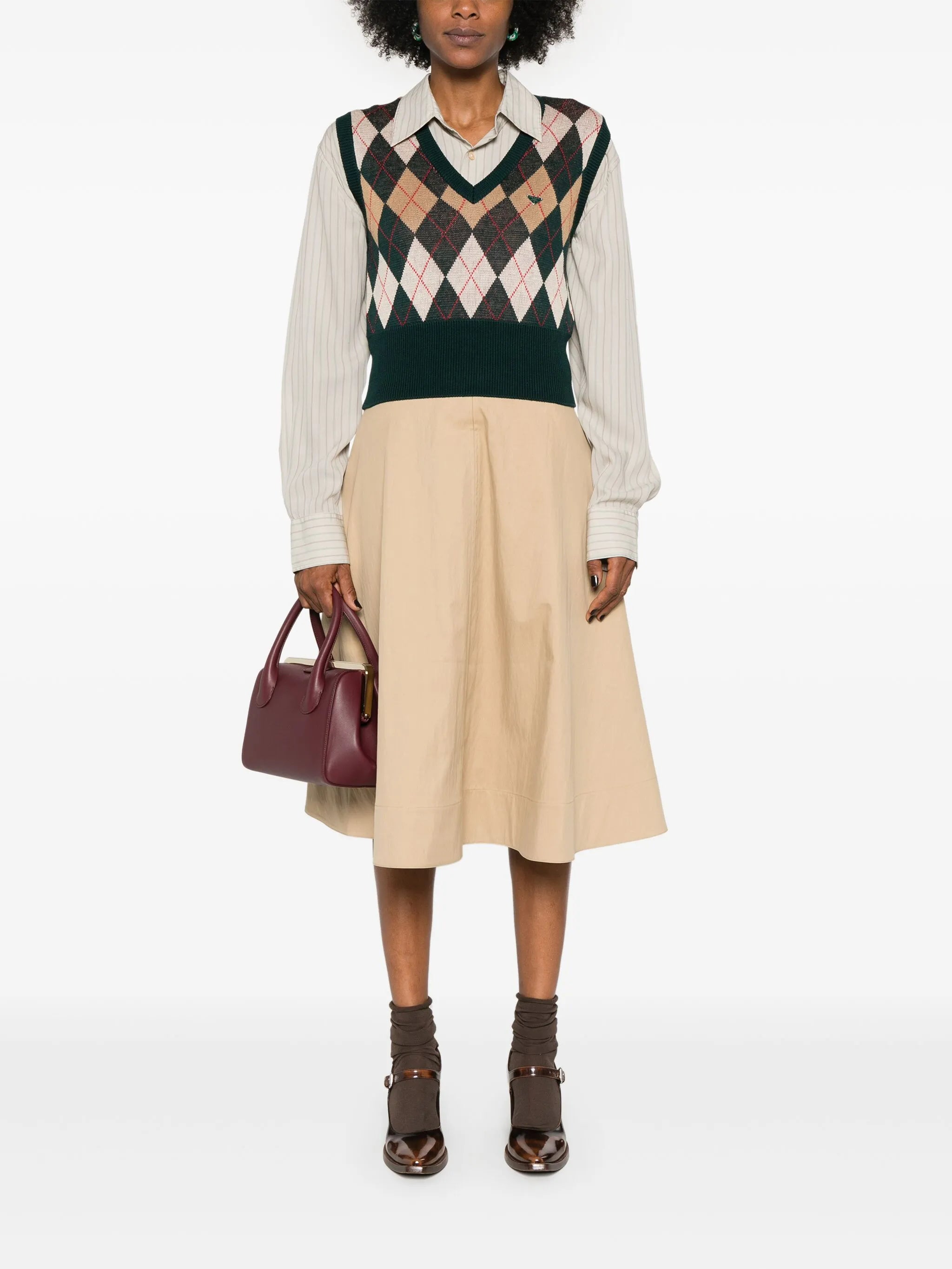 triangle-plaque argyle-knit vest