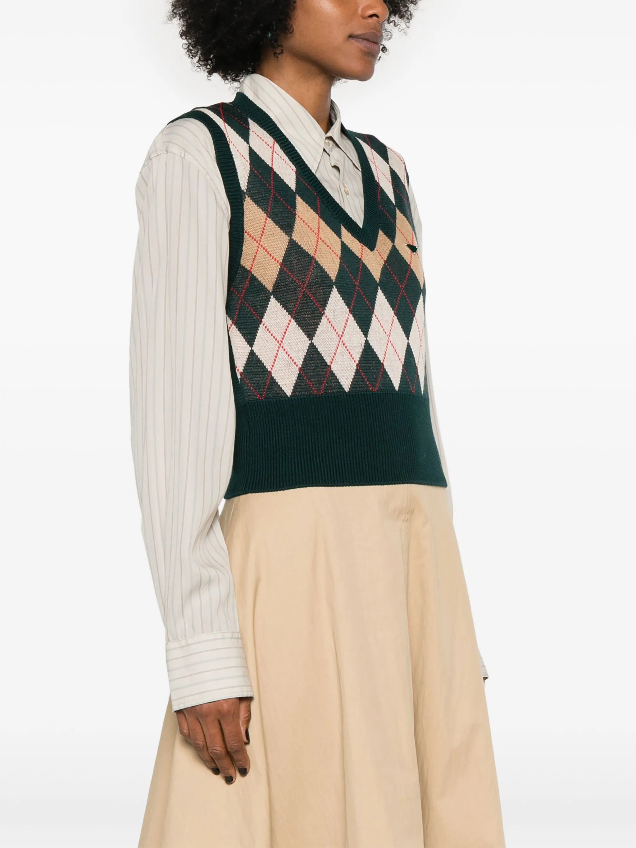 triangle-plaque argyle-knit vest