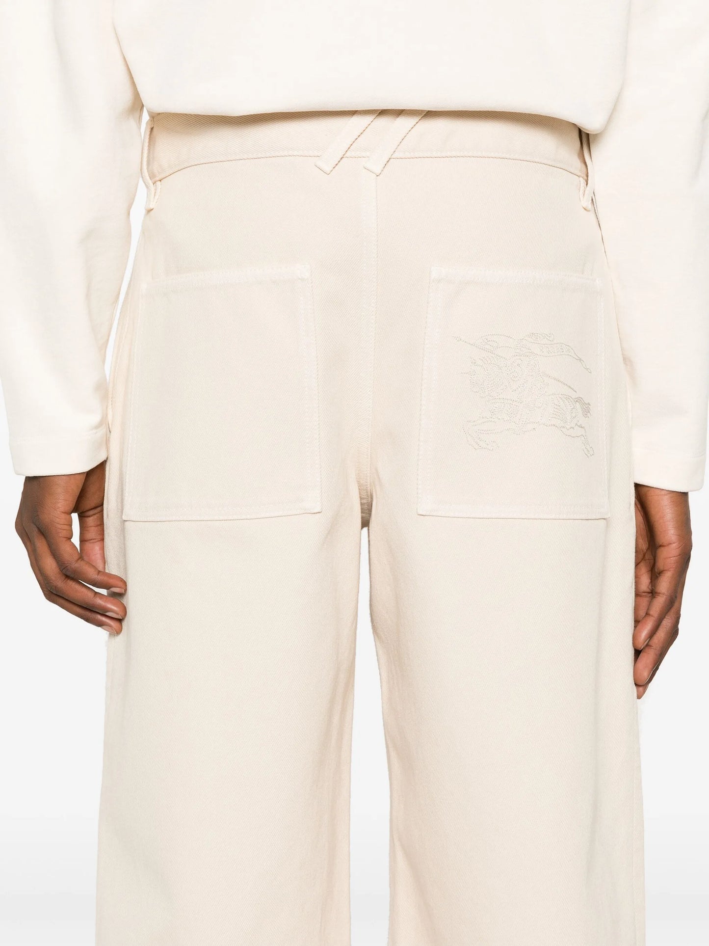 Equestrian Knight-embroidered loose jeans
