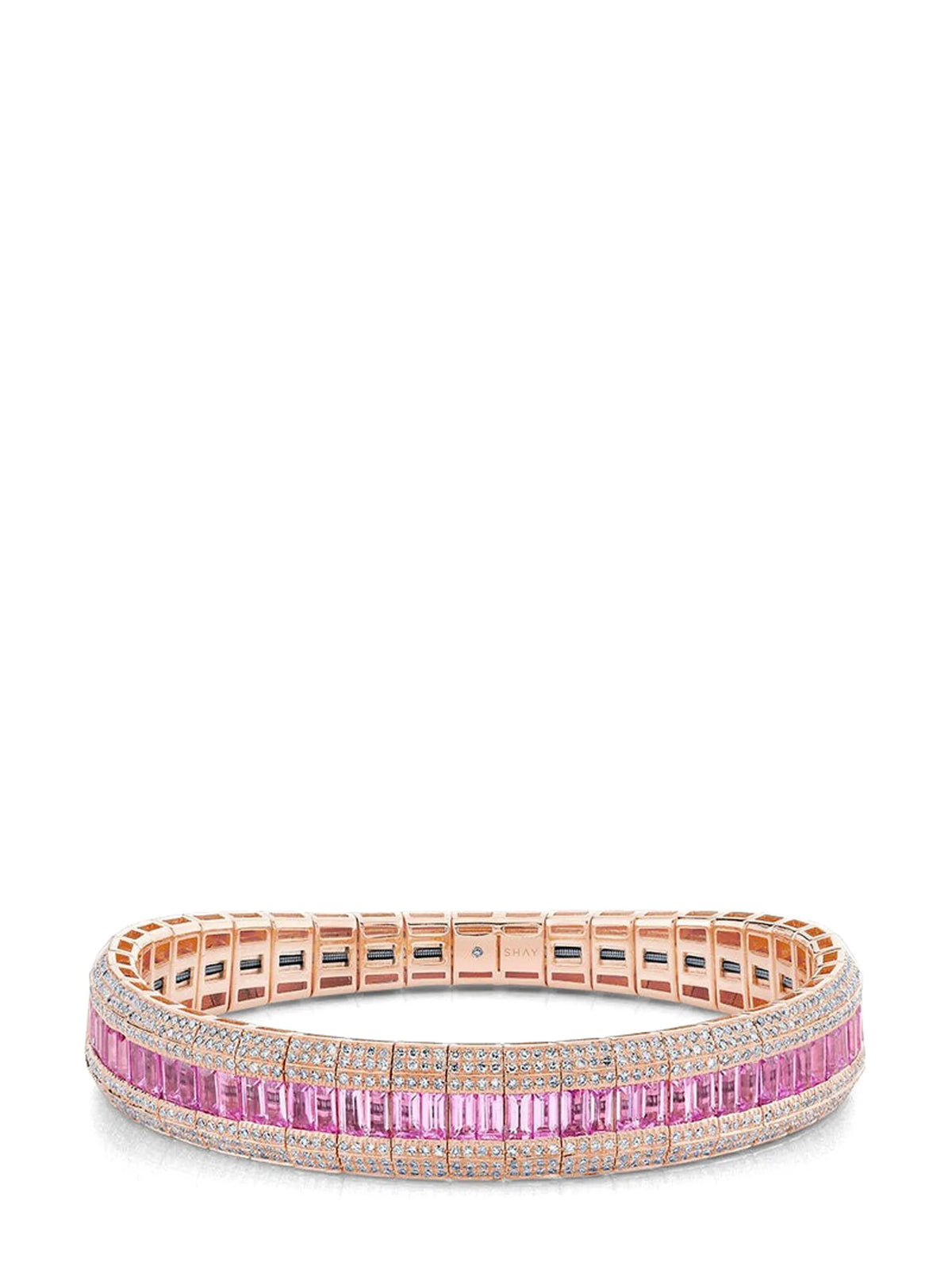 18CT rose gold scales diamond and sapphire bracelet