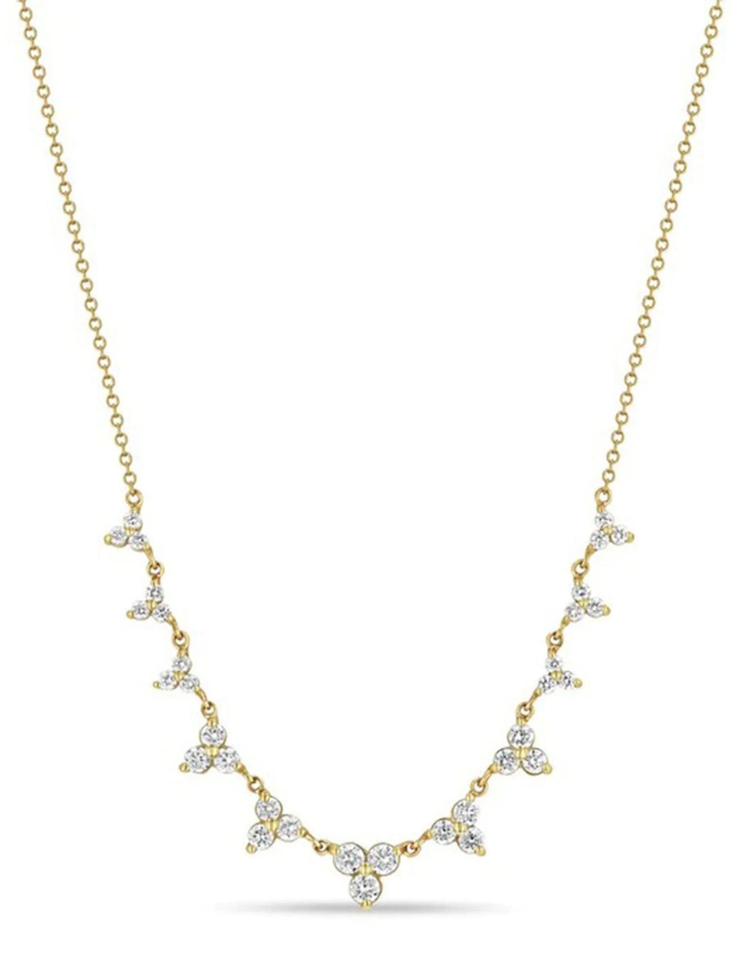 14kt yellow gold diamond trio necklace
