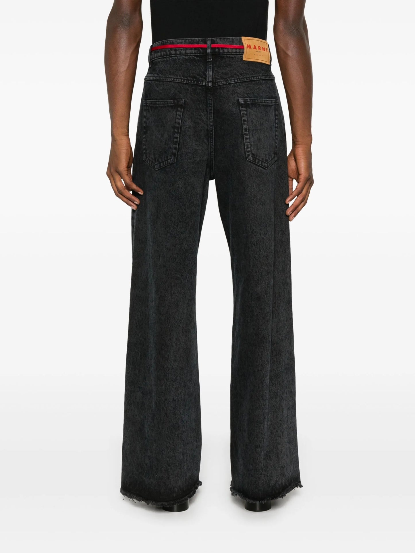marble-dyed wide-leg jeans
