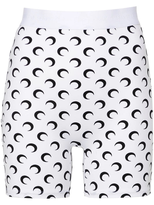 moon-print jersey mini shorts