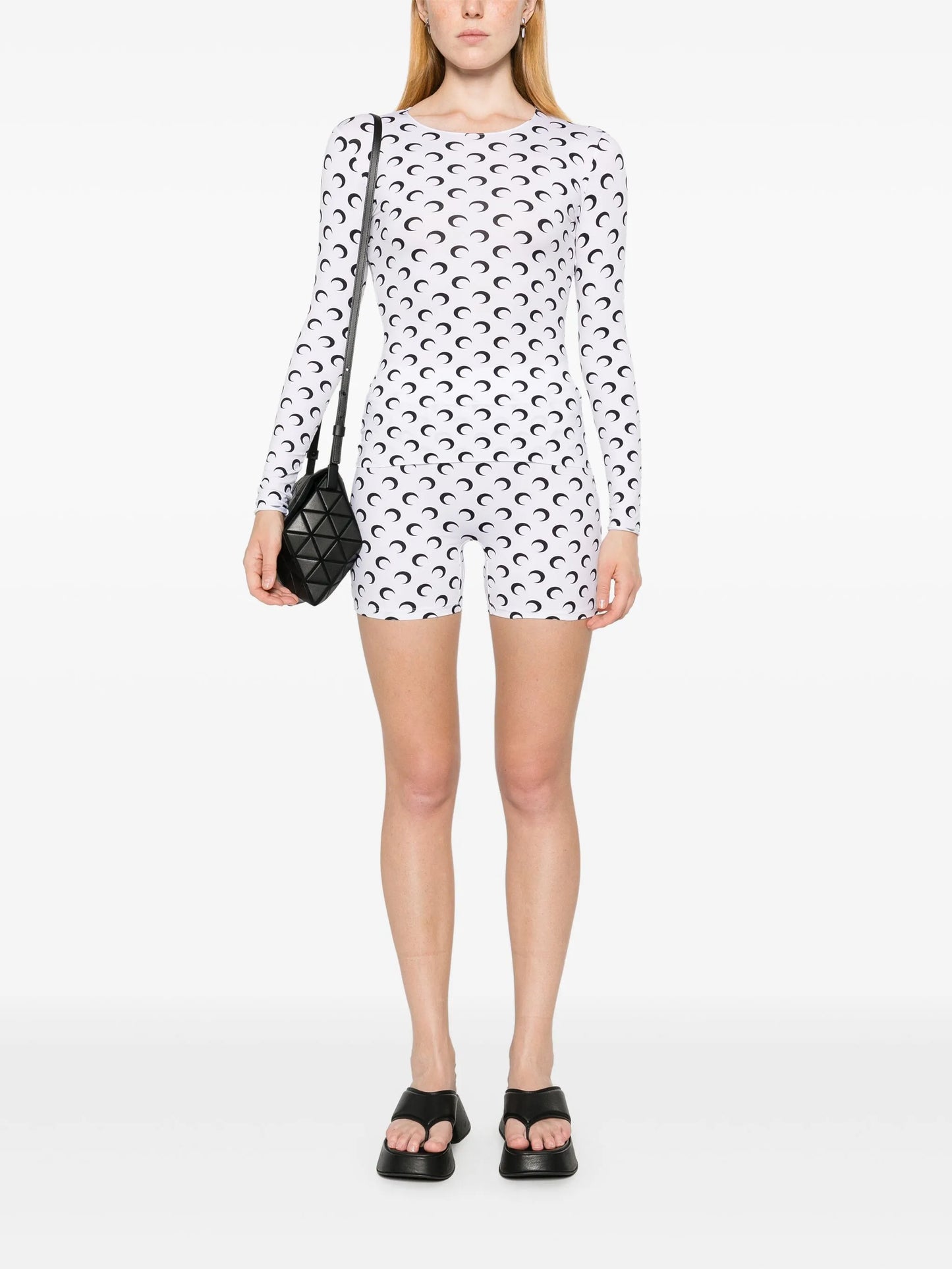 moon-print jersey mini shorts