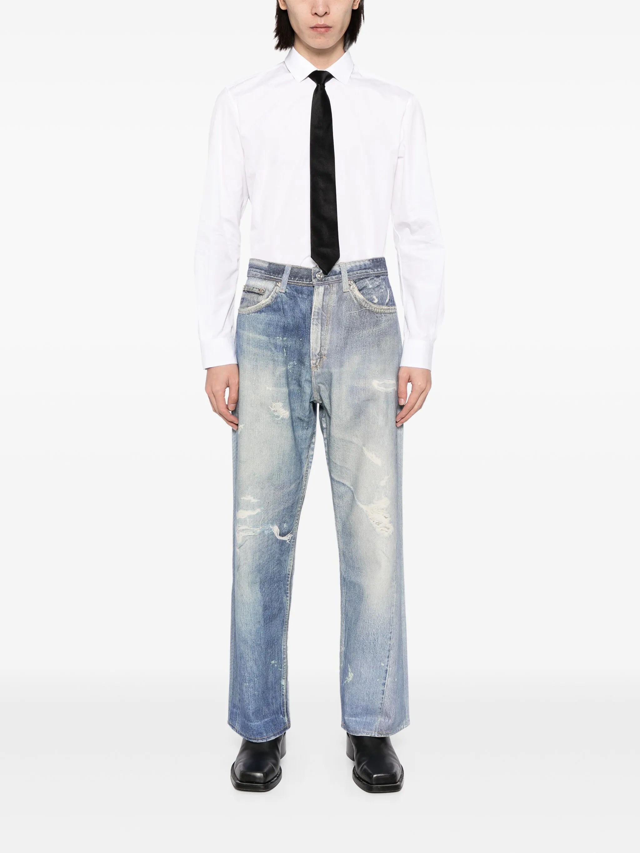 Third Cut distressed-effect denim-print jeans