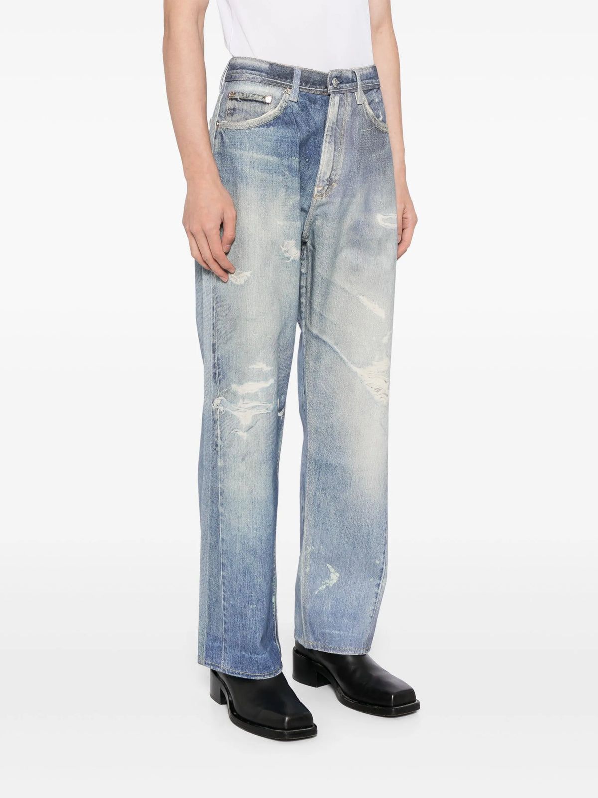 Third Cut distressed-effect denim-print jeans