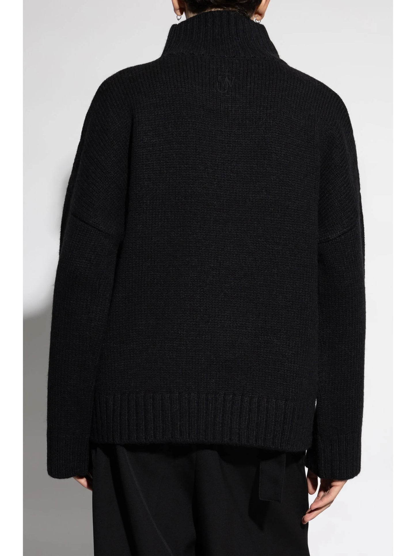 leather-pocket high-neck sweater