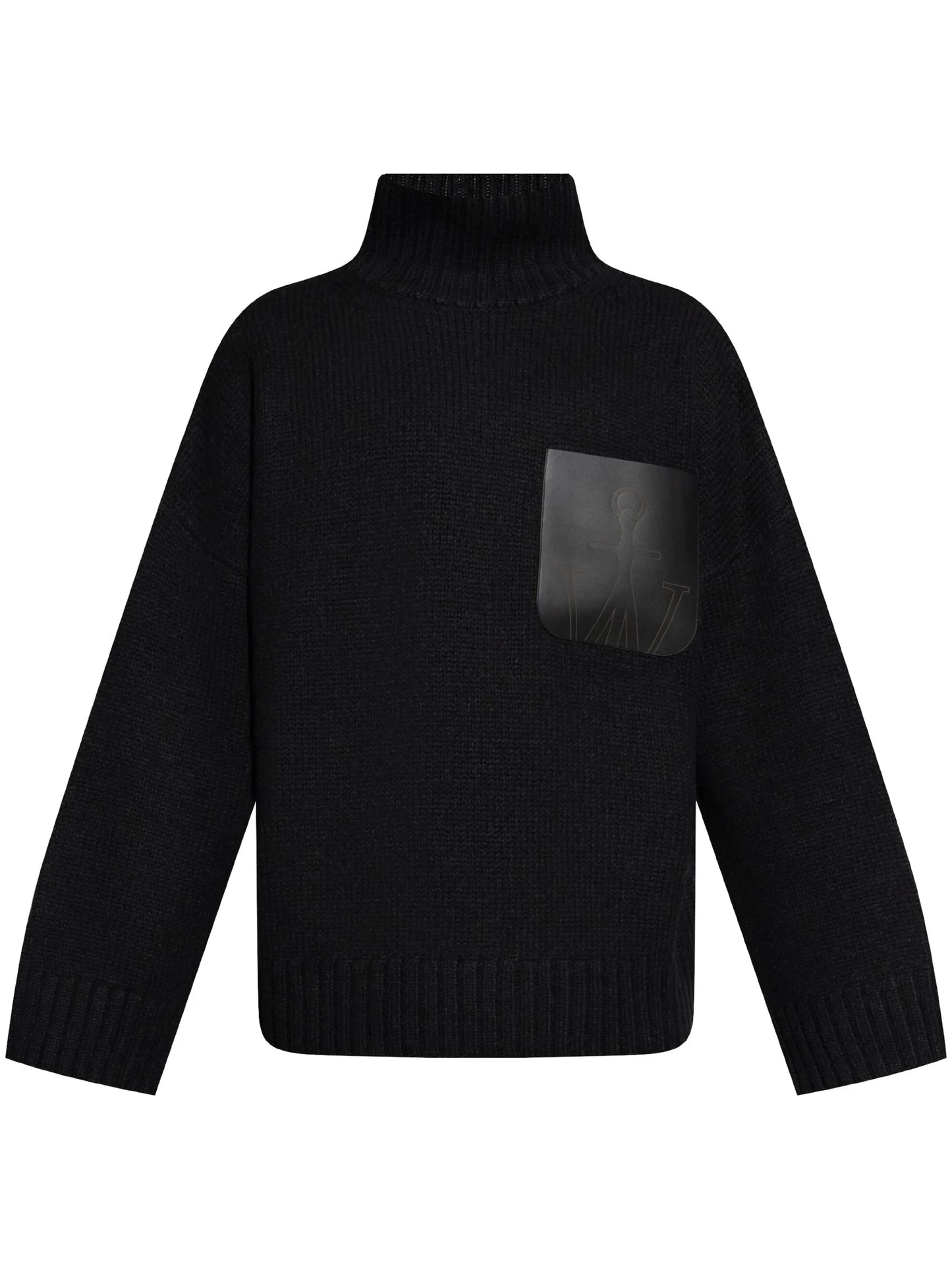leather-pocket high-neck sweater