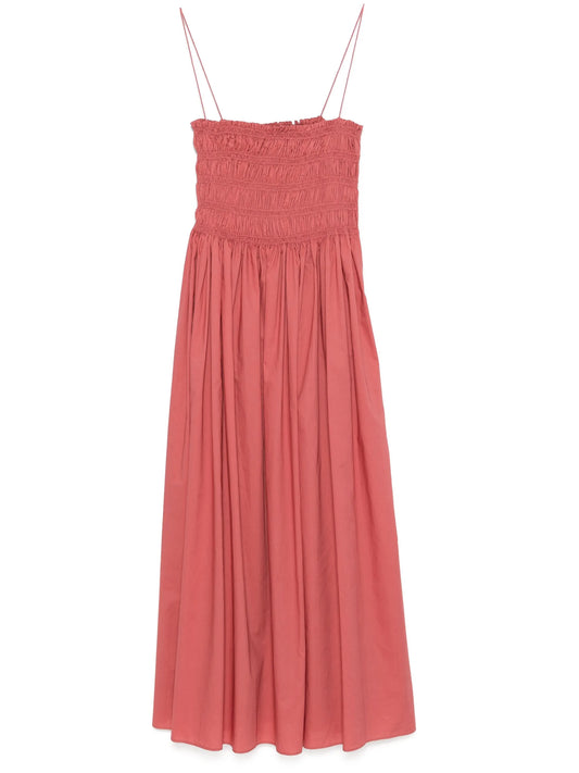 shirred-panel maxi dress