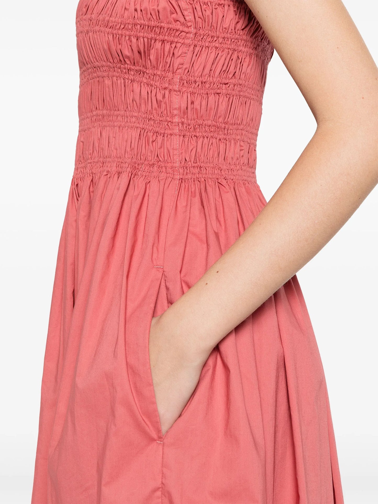 shirred-panel maxi dress