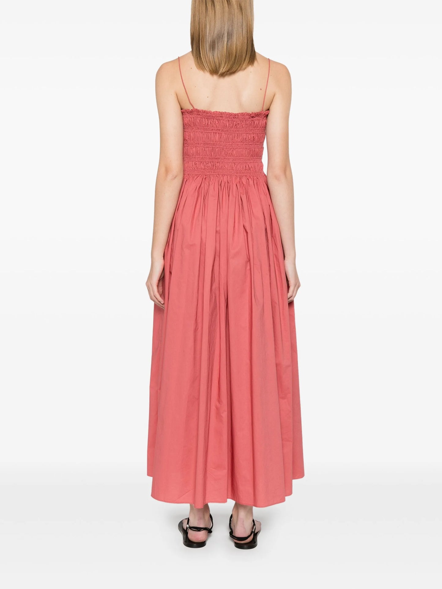 shirred-panel maxi dress