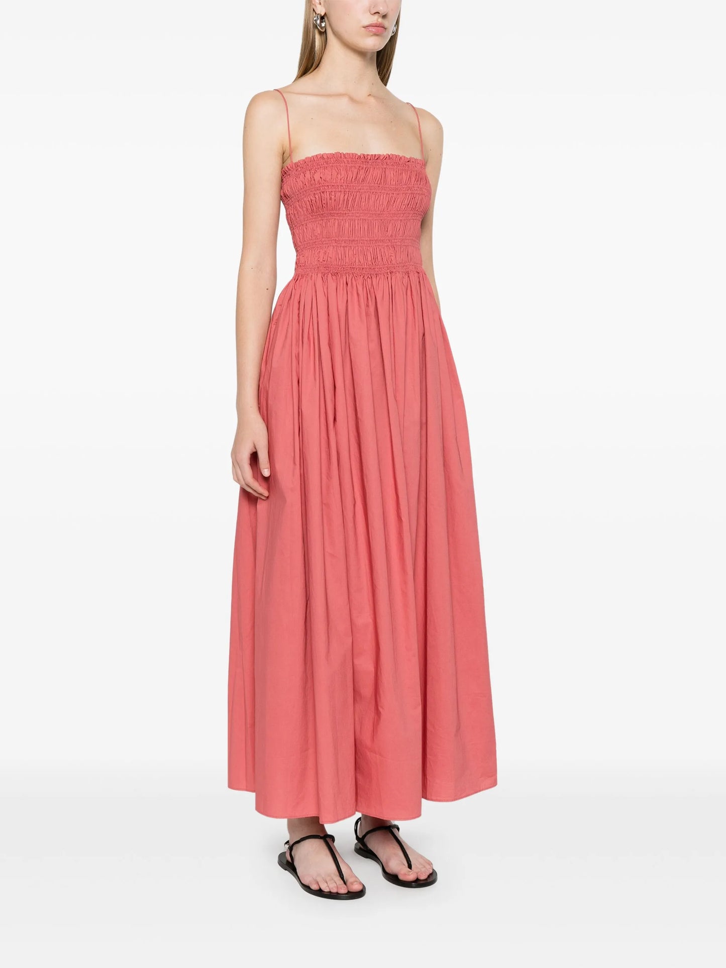 shirred-panel maxi dress