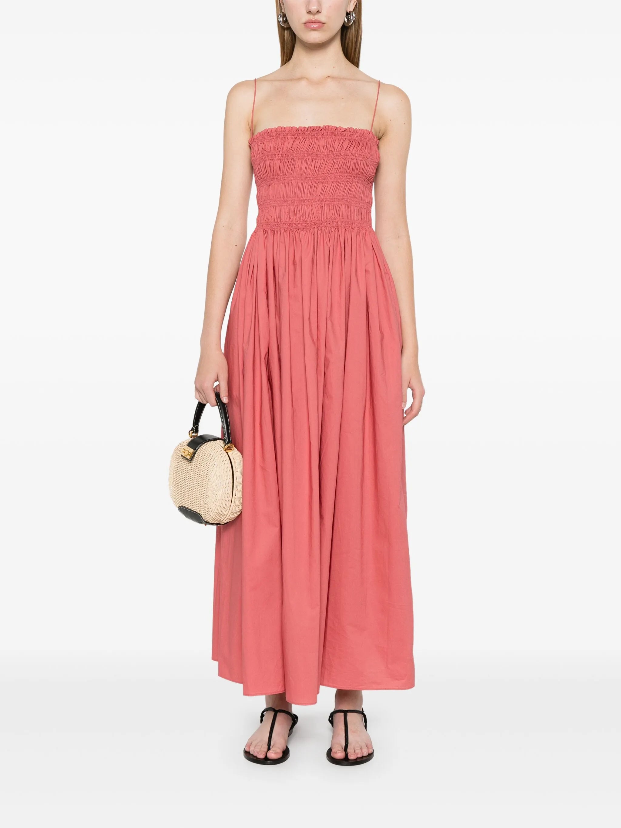 shirred-panel maxi dress