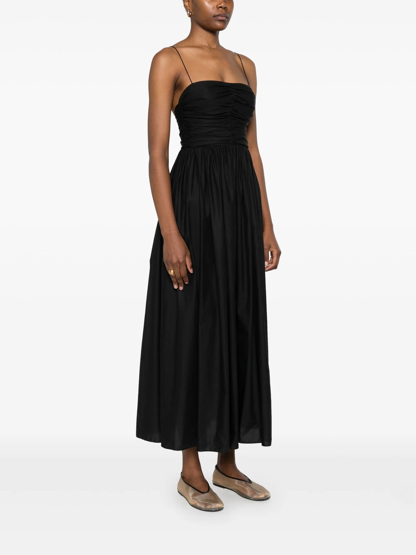 gathered maxi dress