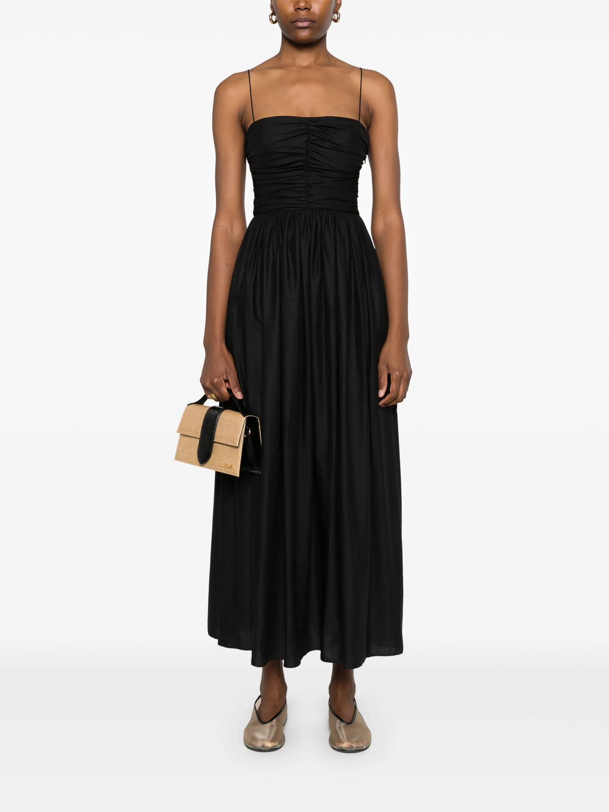 gathered maxi dress