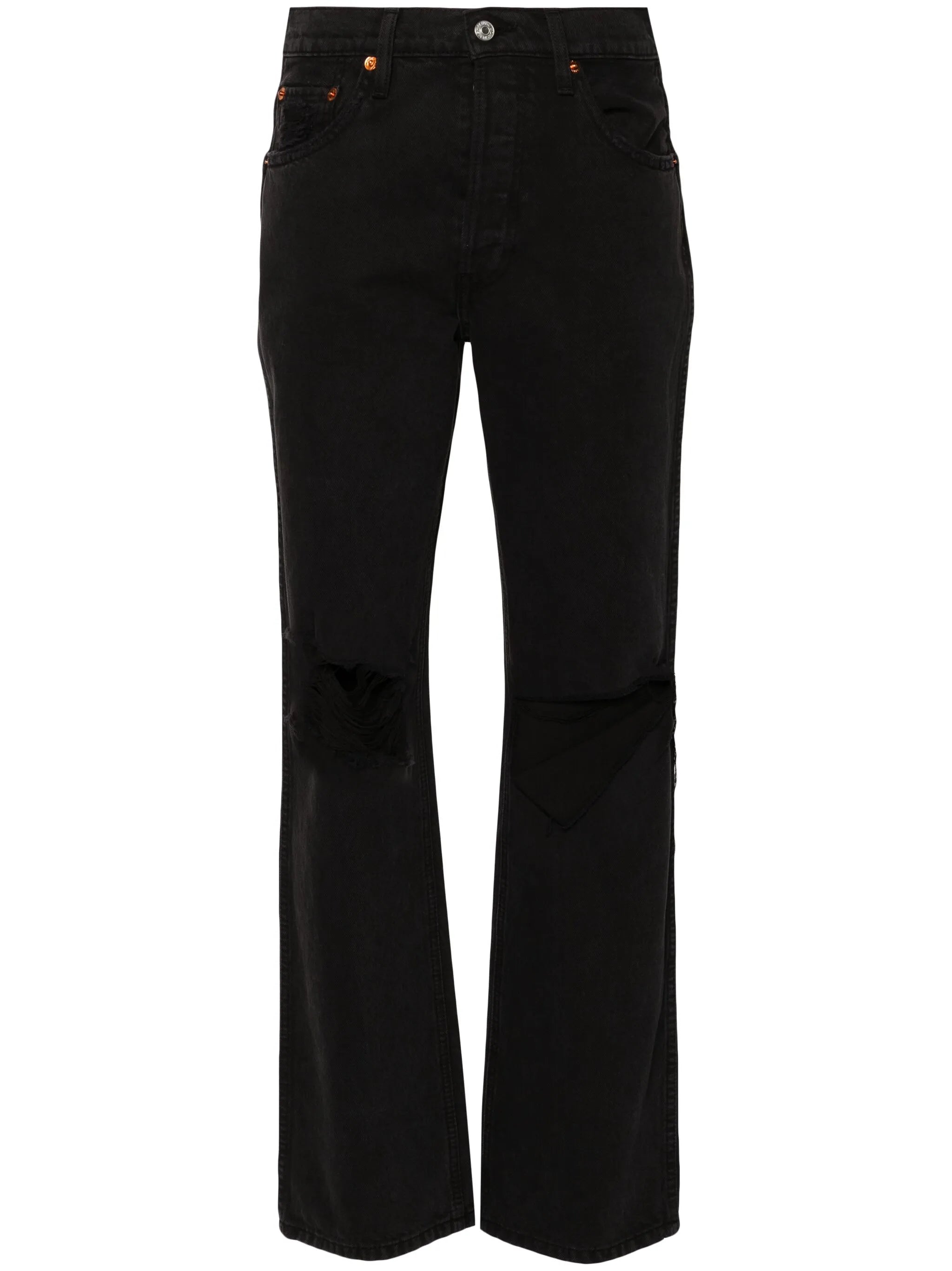 high-waisted flared-leg jeans