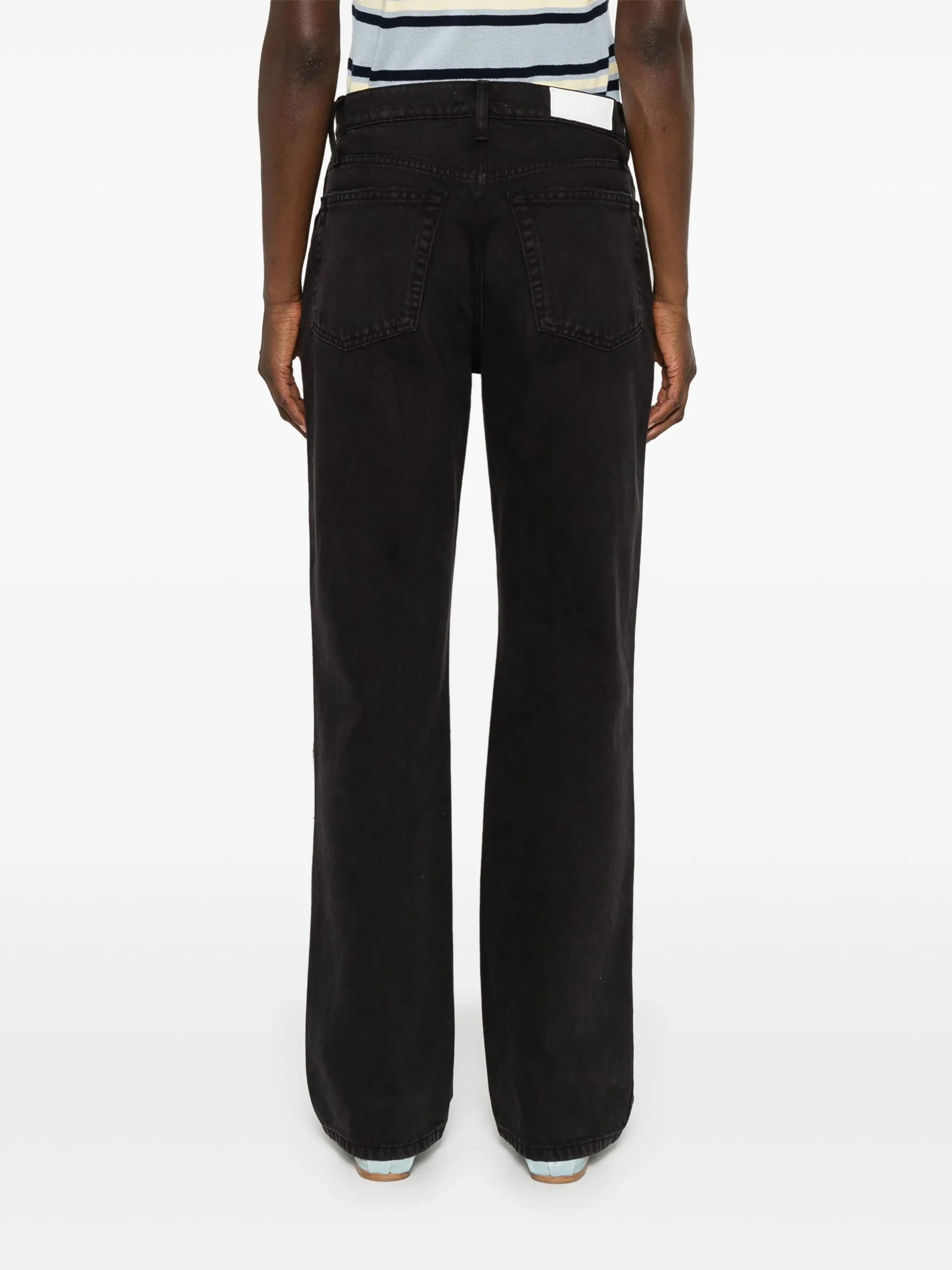high-waisted flared-leg jeans