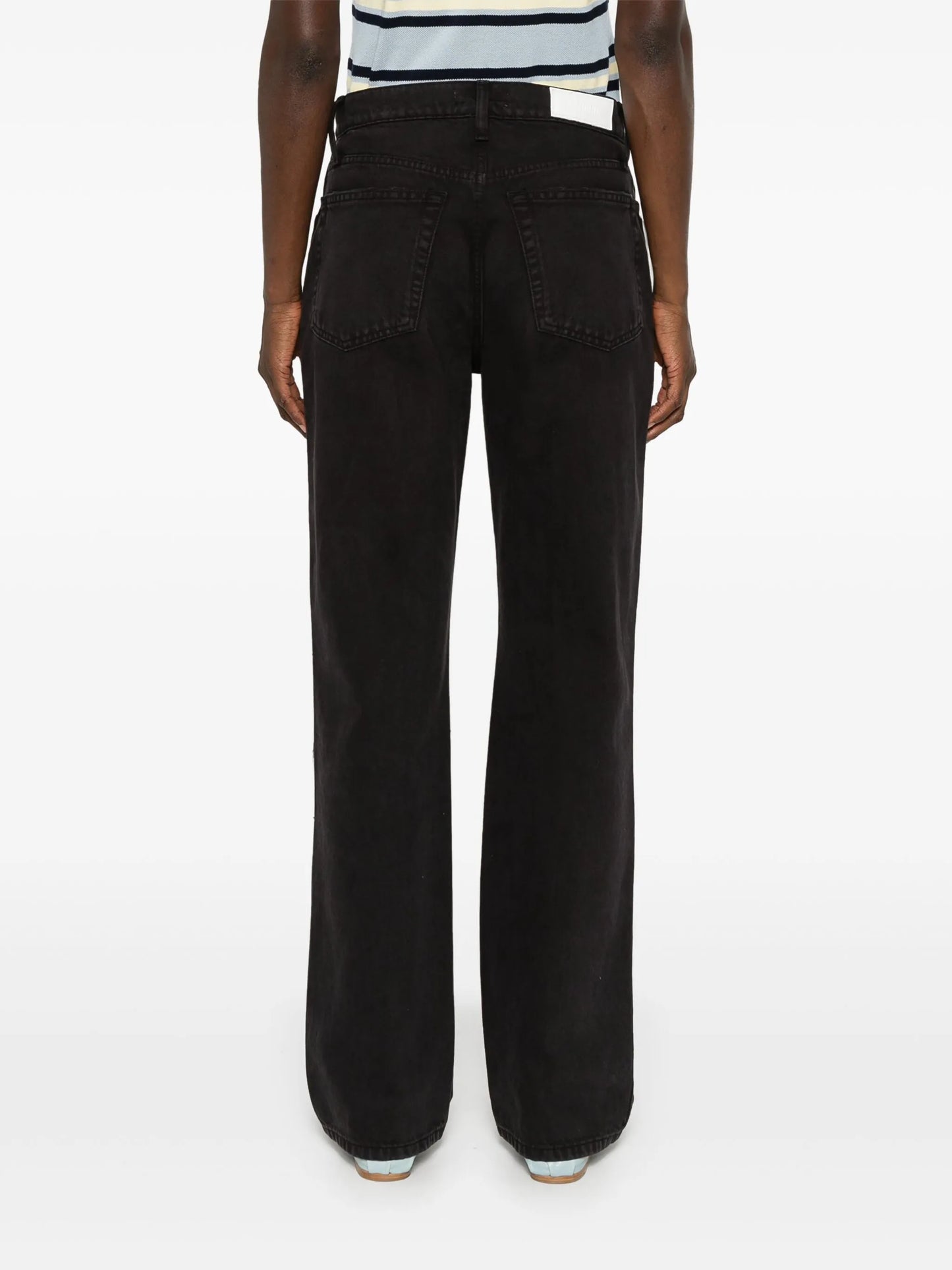 high-waisted flared-leg jeans