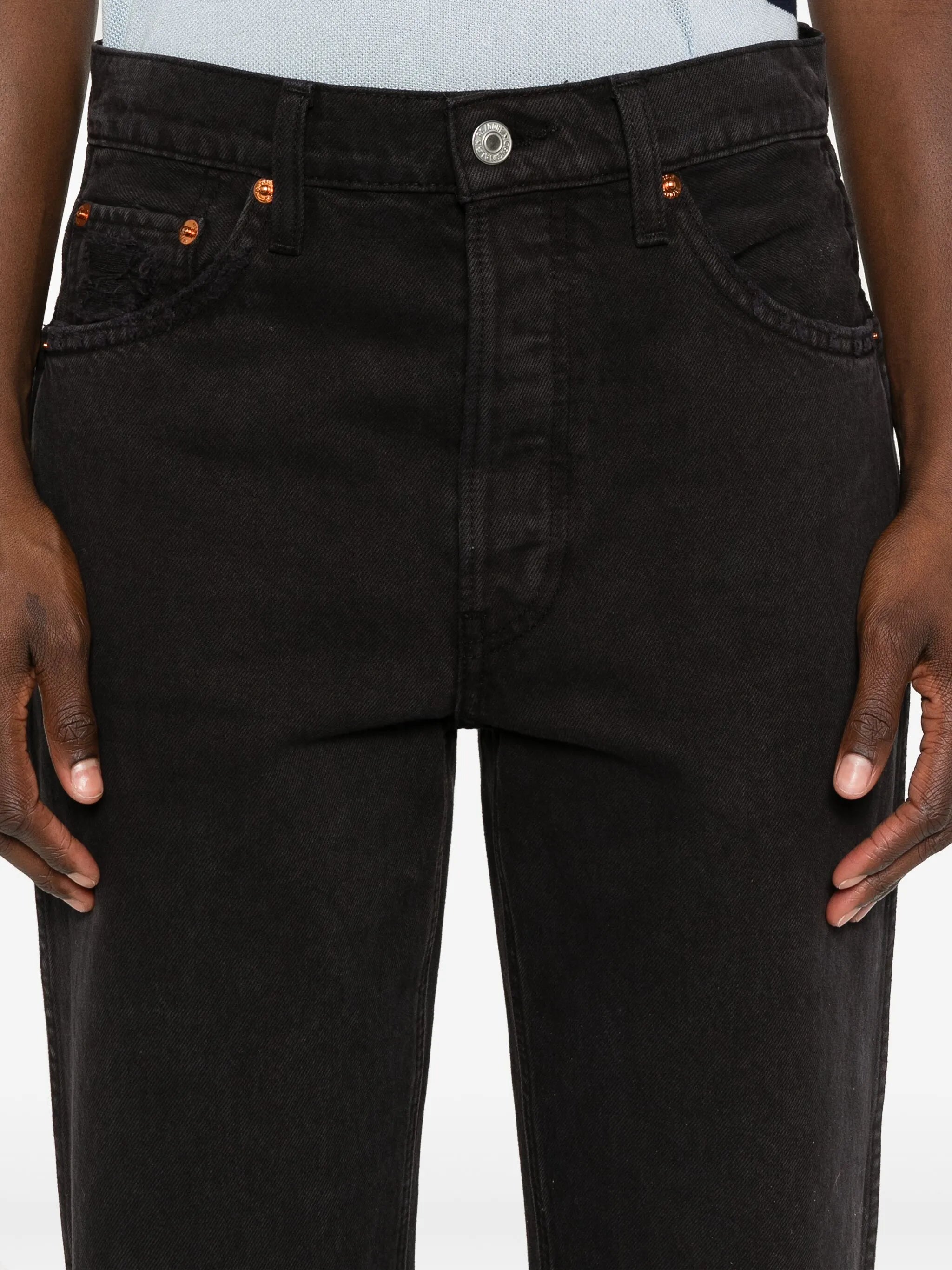 high-waisted flared-leg jeans